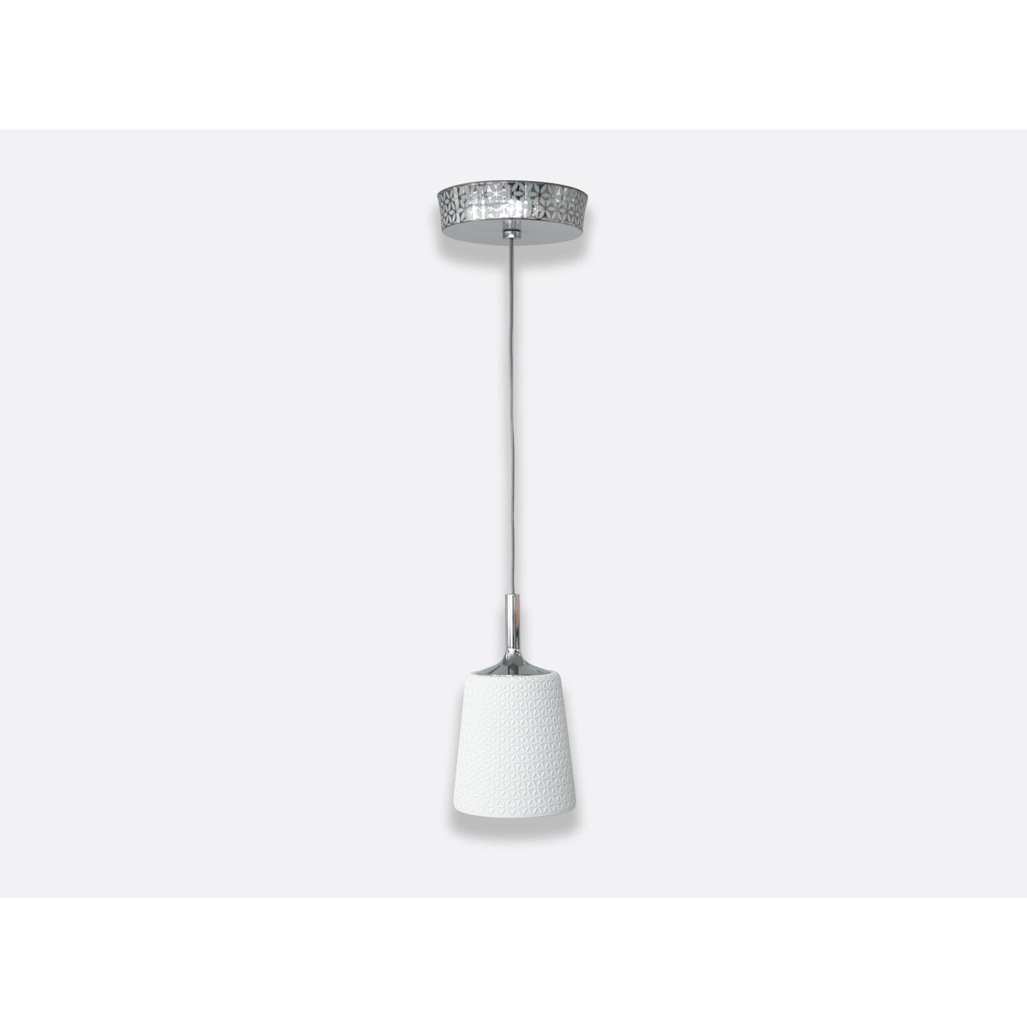 Bernardaud Pendant light small (D.5.3" H. 9.3"), Limoges porcelain, Marnie - Adam D. Tihany collection, on a white background