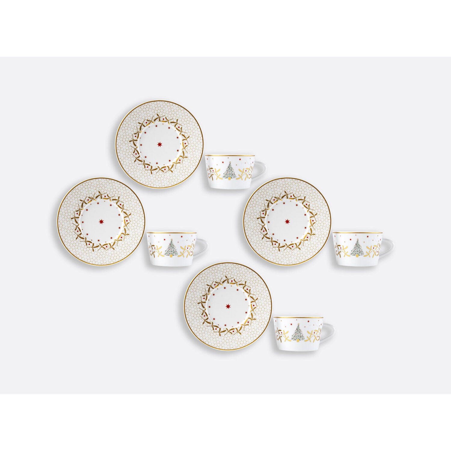 Bernardaud Tea cup and saucer gift box - 4.6 Oz, Limoges porcelain, Noël collection, detail view