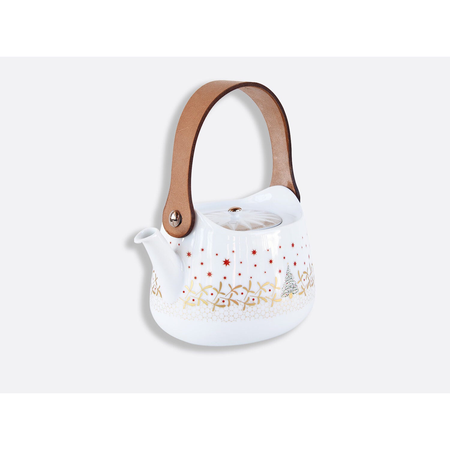 Bernardaud Teapot 8 cups 30.4 oz, Limoges porcelain, Noël collection, on a white background