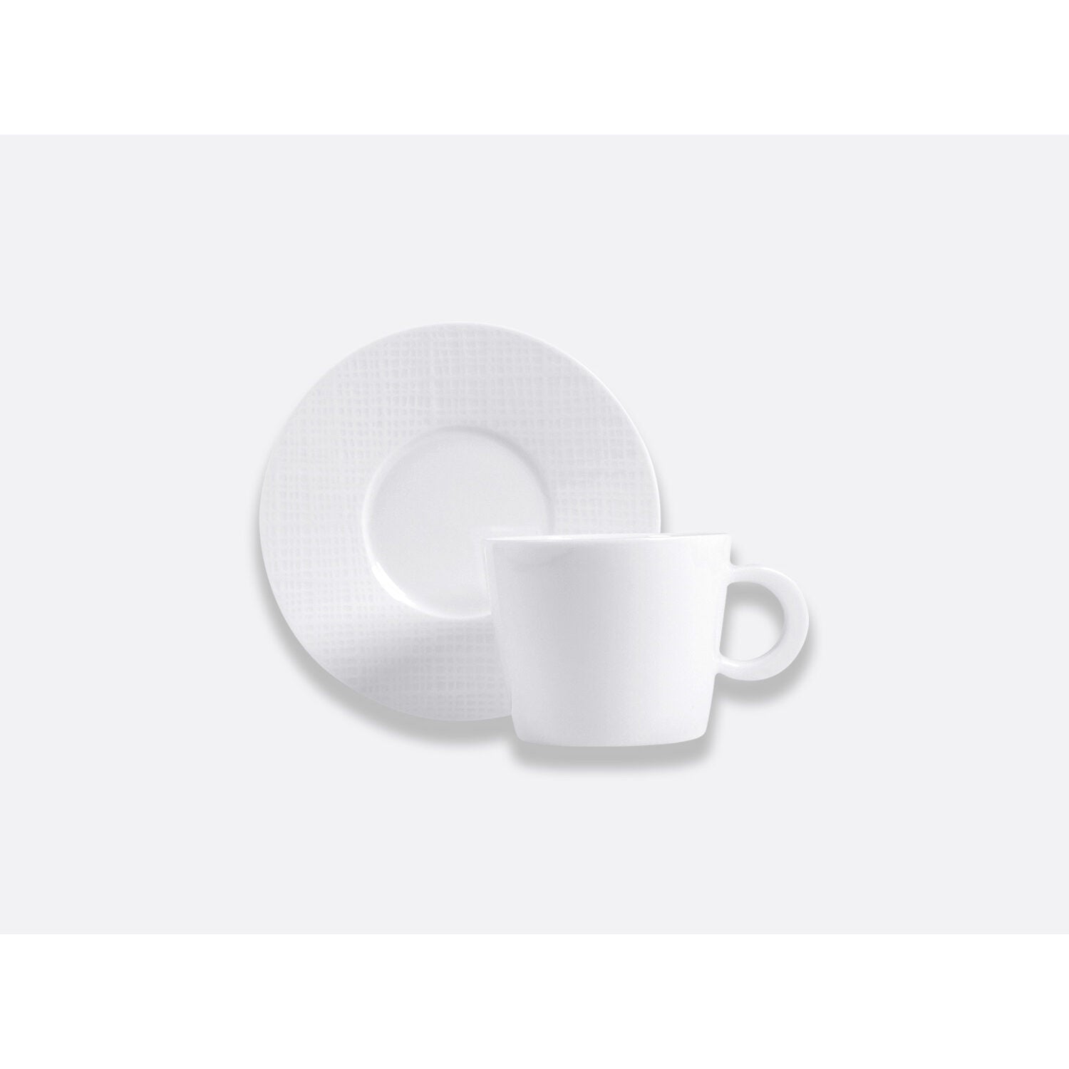 Bernardaud Tea cup and saucer 5.7 oz, Limoges porcelain, Organza collection, on a white background