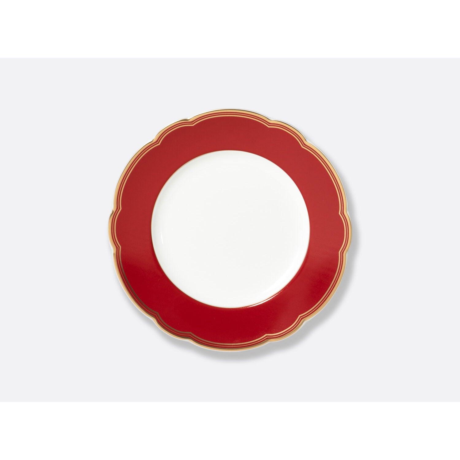 Bernardaud Salad plate Rouge 8.5" in Red, Limoges porcelain, Pompadour collection, on a white background