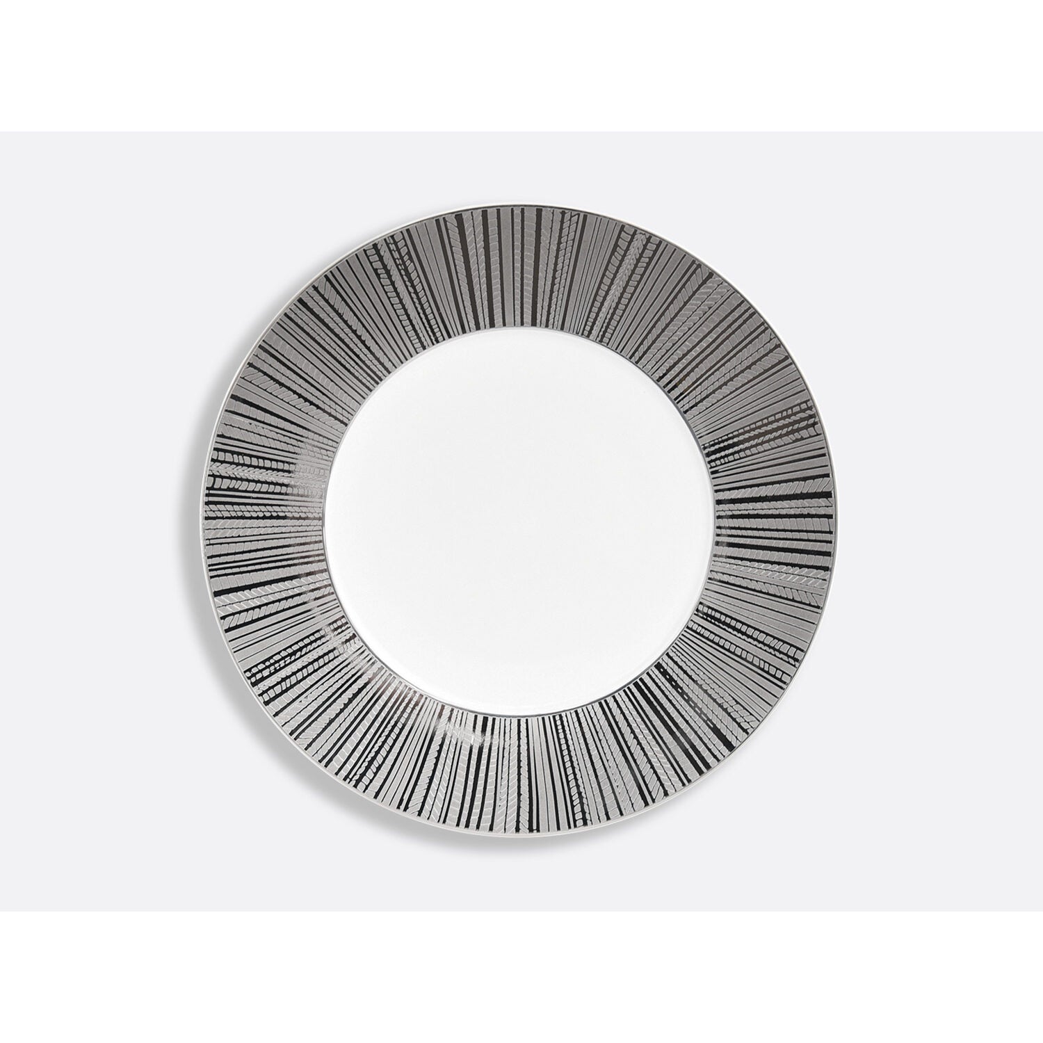 Bernardaud Platinum oversized service plate 12", Limoges porcelain, Silva collection, on a white background