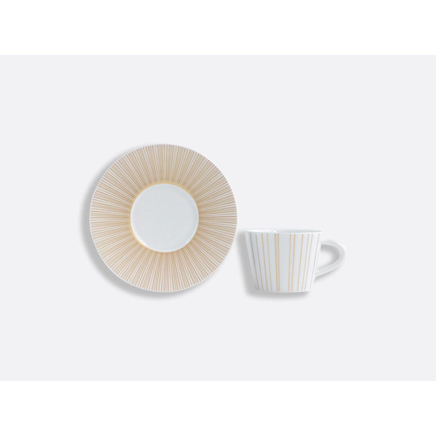 Bernardaud Espresso cup and saucer 2 oz, Limoges porcelain, Sol collection, on a white background
