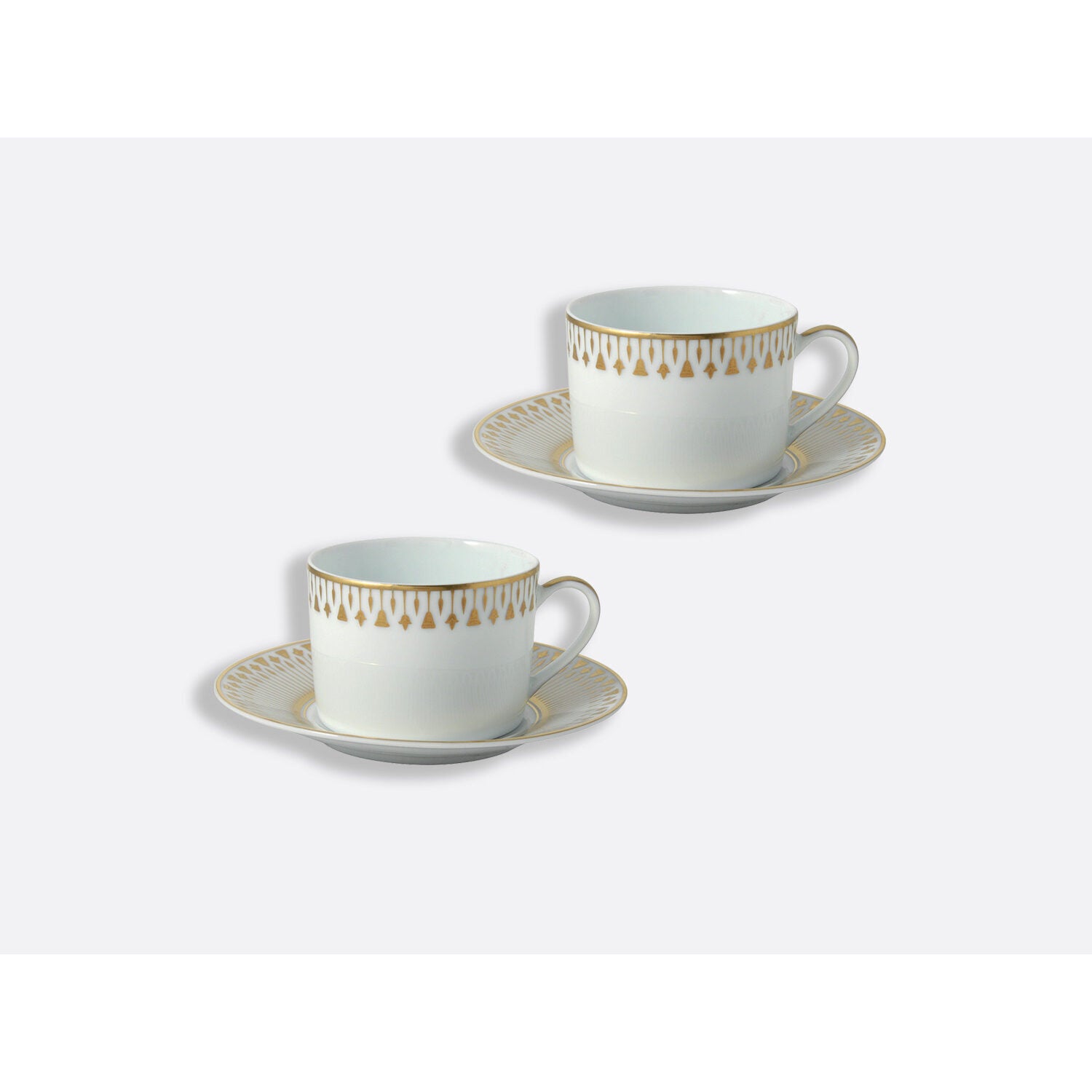 Bernardaud Tea cup and saucer gift box - 5 Oz, Limoges porcelain, Soleil Levant collection, detail view