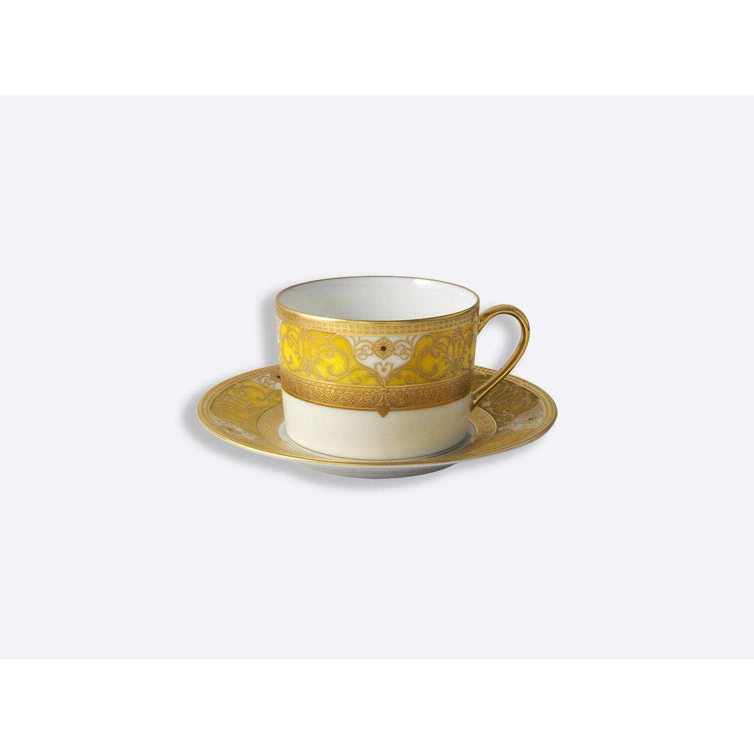 Bernardaud Tea cup and saucer 5 oz, Limoges porcelain, Splendid collection, on a white background