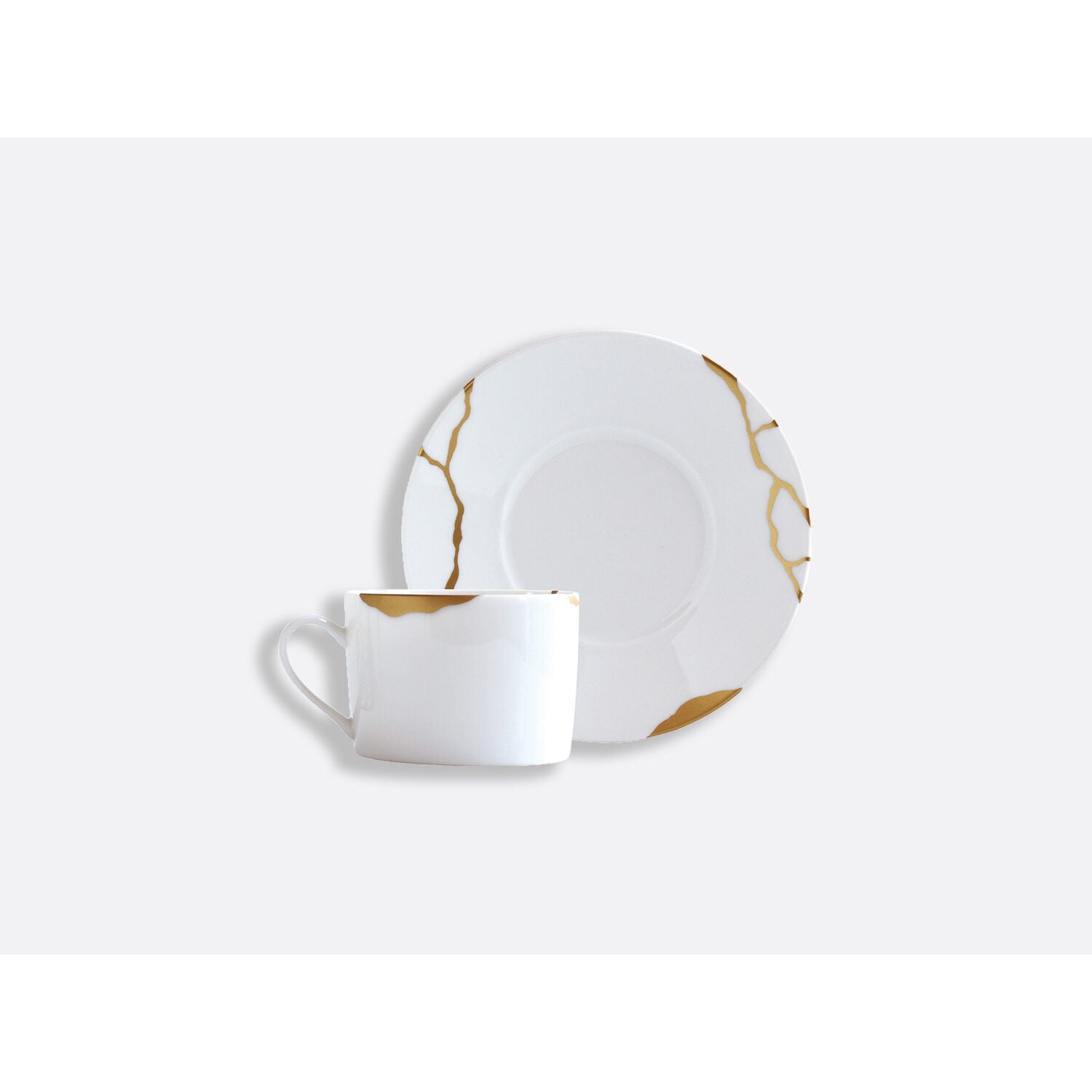 Bernardaud Set of tea cups and saucers 5 oz, Limoges porcelain, Tasses à Thé JP collection, detail view