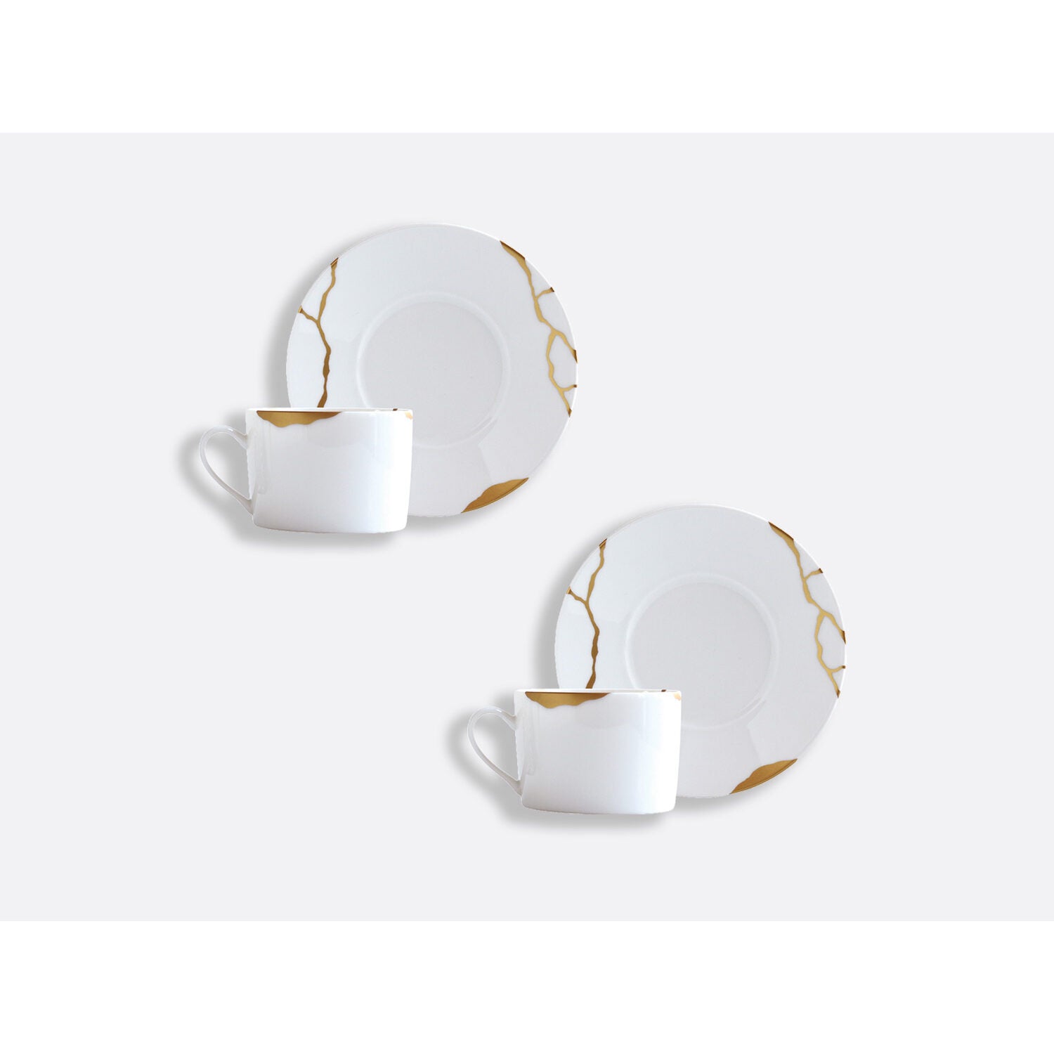 Bernardaud Set of tea cups and saucers 5 oz, Limoges porcelain, Tasses à Thé JP collection, detail view