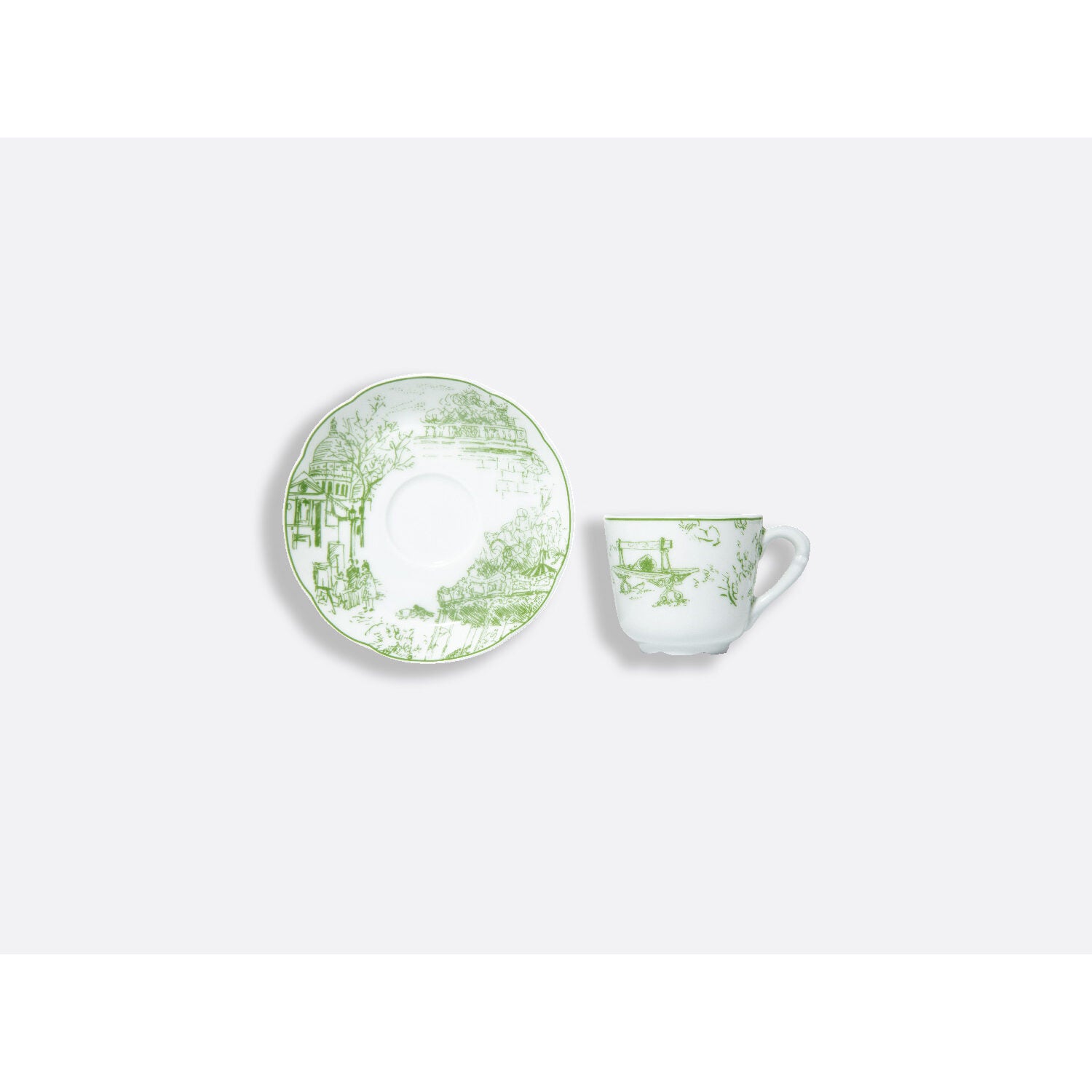 Bernardaud Moka cup and saucer gift box 2 oz, Limoges porcelain, Tout Paris collection, detail view