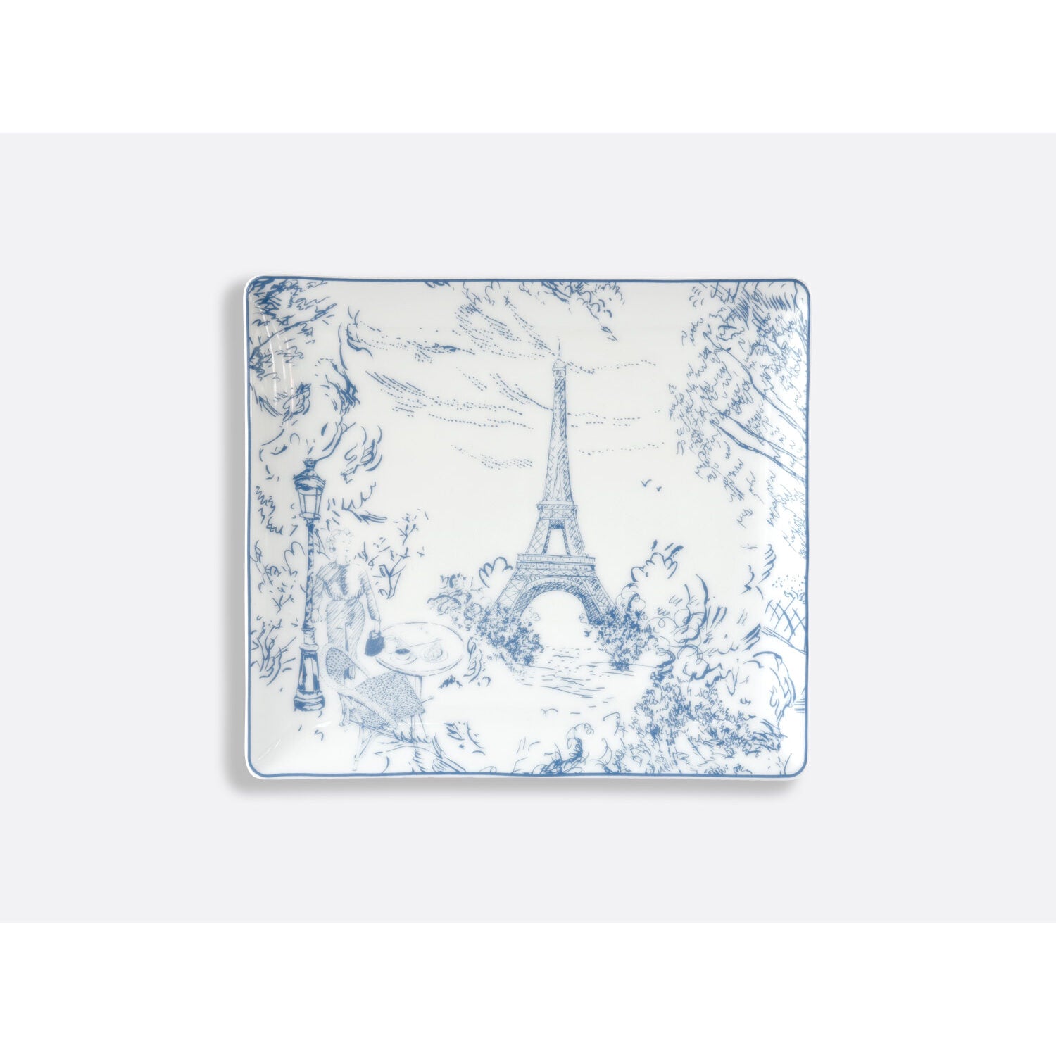 Bernardaud Rectangular tray 8.7" X 7.7", Limoges porcelain, Tout Paris collection, on a white background