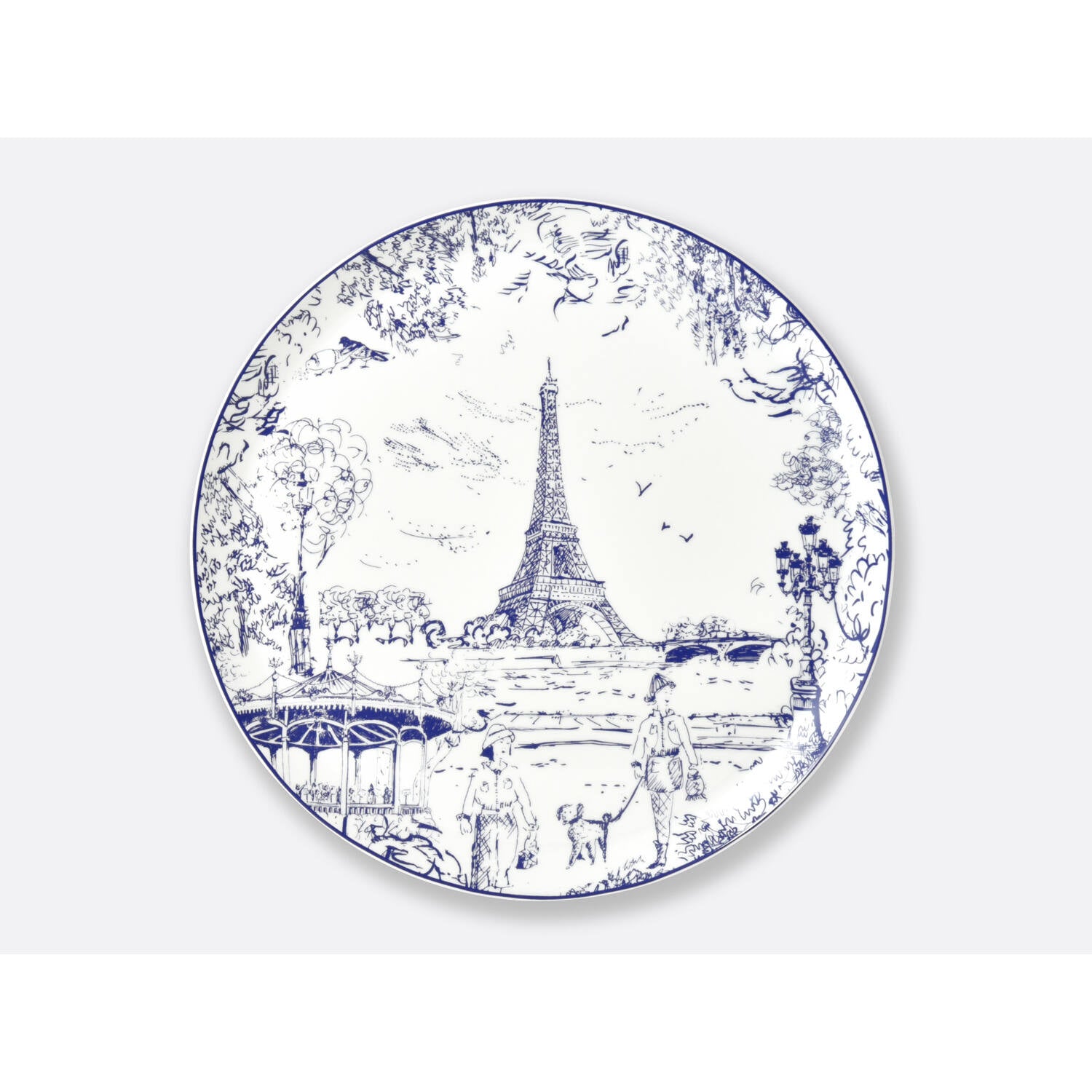 Bernardaud Round tart platter 13", Limoges porcelain, Tout Paris collection, on a white background