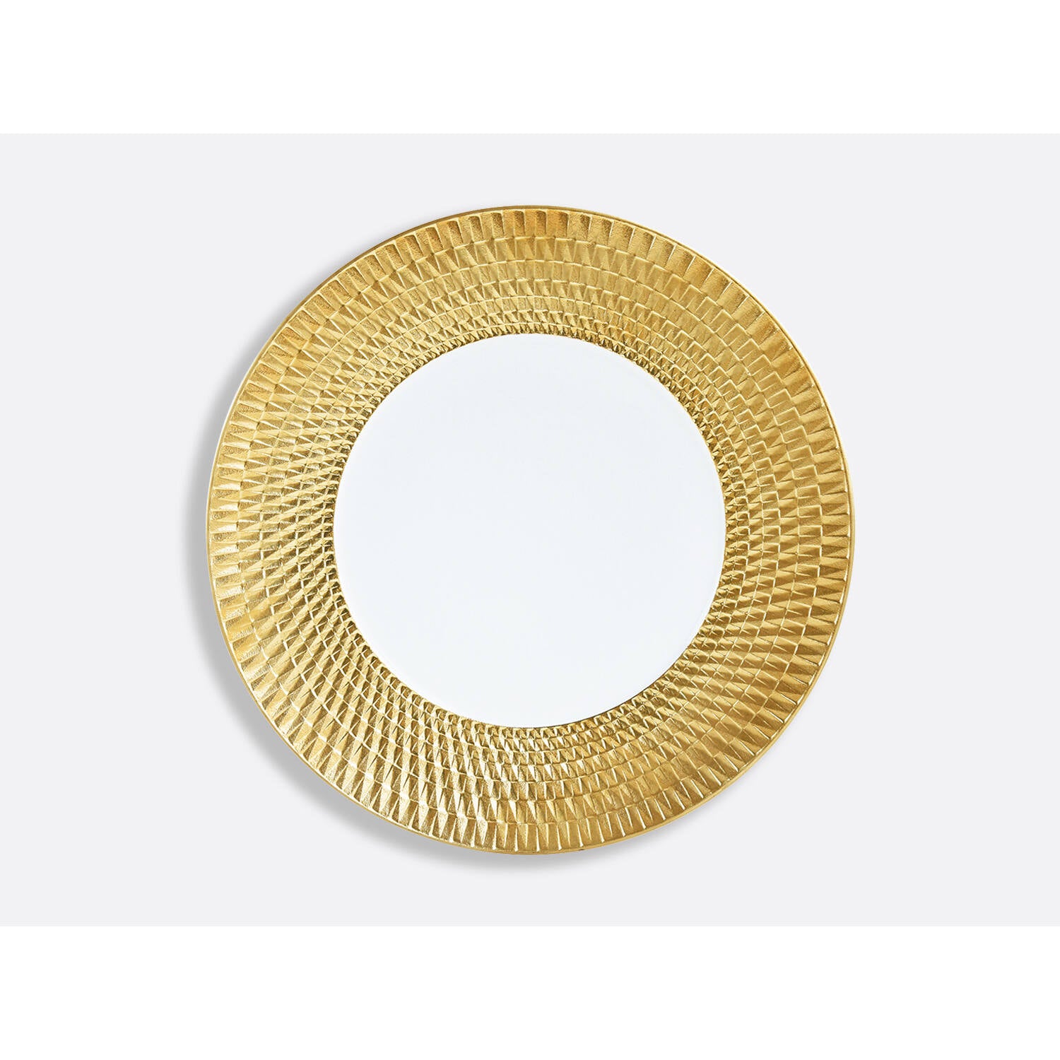 Bernardaud Service plate 11.4", Limoges porcelain, Twist Or & Platine collection, on a white background