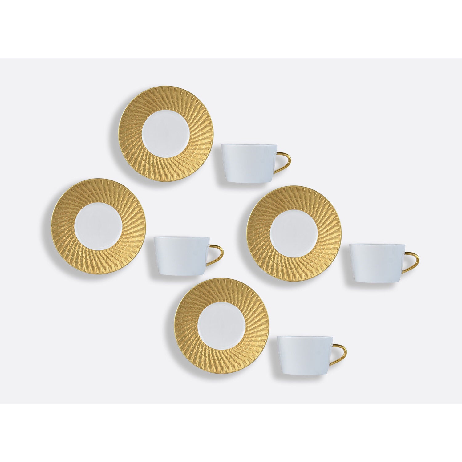 Bernardaud Tea cup and saucer gift box - 7 Oz, Limoges porcelain, Twist Or & Platine collection, detail view