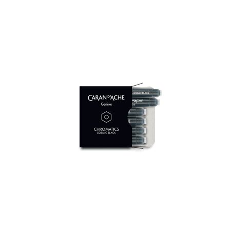 Caran d'Ache Chromatics Ink Cartridges, Cosmic Black (Box of 6) on a white background