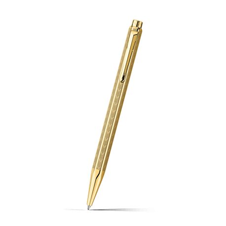 Caran d'Ache Ecridor Chevron Ballpoint Pen, Gilded on a white background