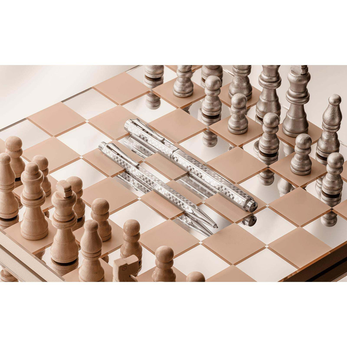Caran d'Ache Ecridor Damier Fountain Pen, Gray Silver, detail view 6