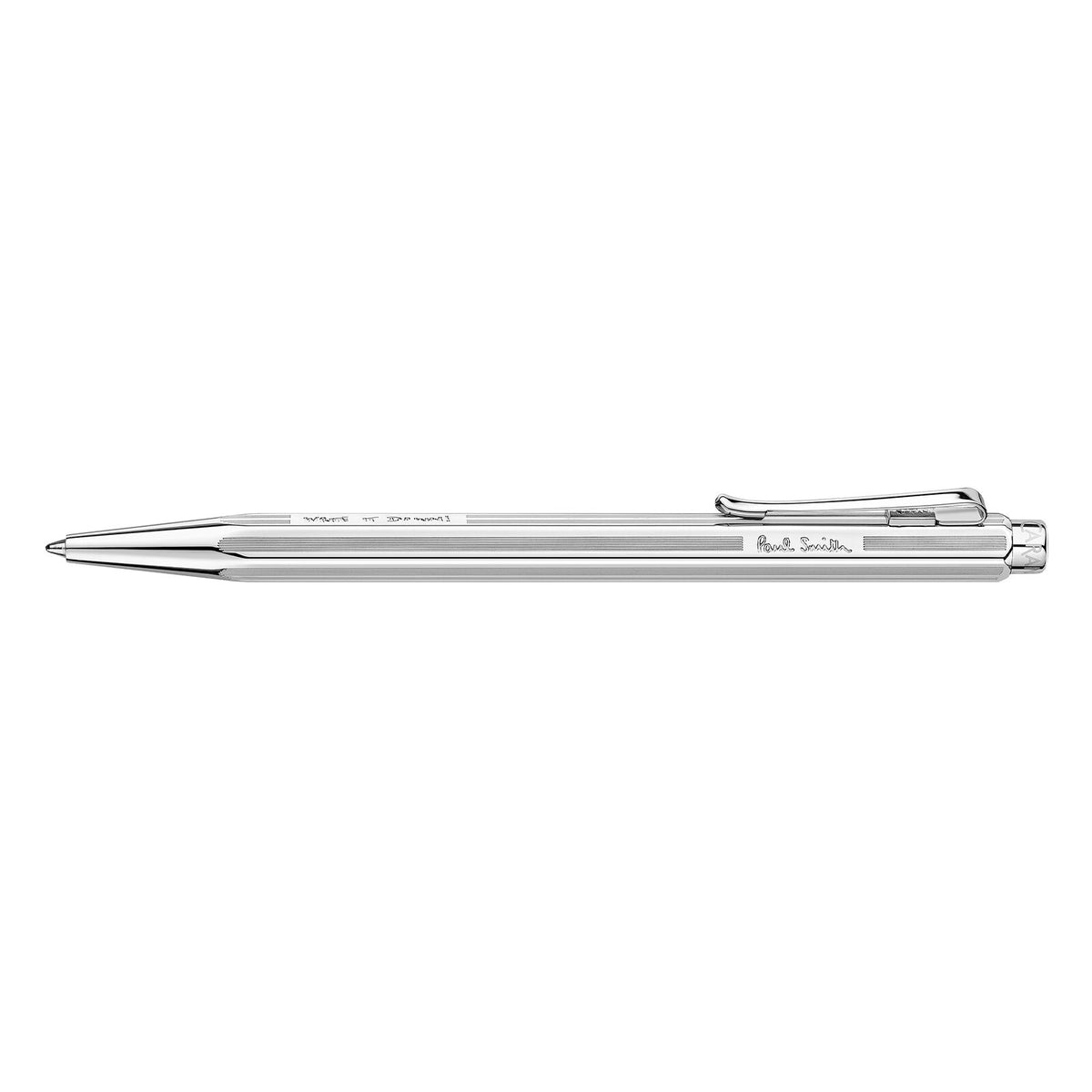 Caran d'Ache Ecridor Paul Smith Gray Silver Ballpoint Pen & Leather Case Set, detail view 2