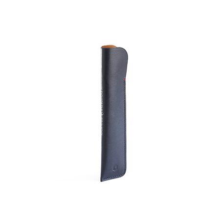 Caran d'Ache Leather Pen Case for 1 Pen, Night Blue on a white background