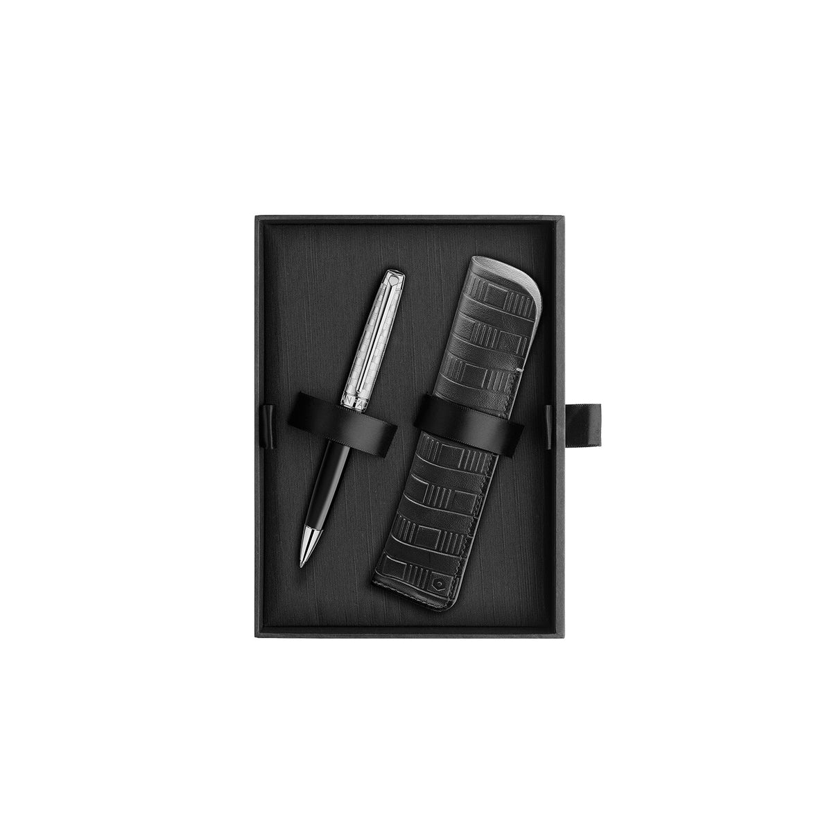 Caran d'Ache Léman Damier Ballpoint Pen & Leather Case Set, detail view 7