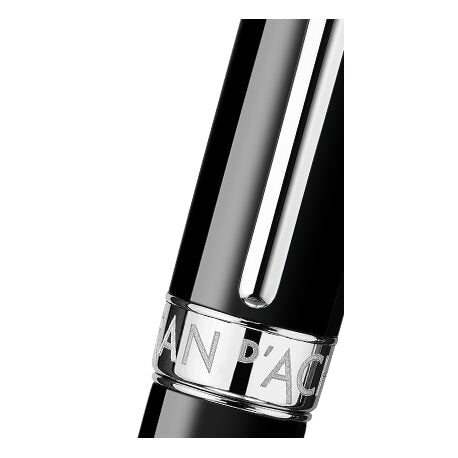 Caran d'Ache Léman Ebony Black Bi-Fonction Ballpoint Pen & Mechanical Pencil, Silver-Plated, Rhodium-Coated — detail view 5