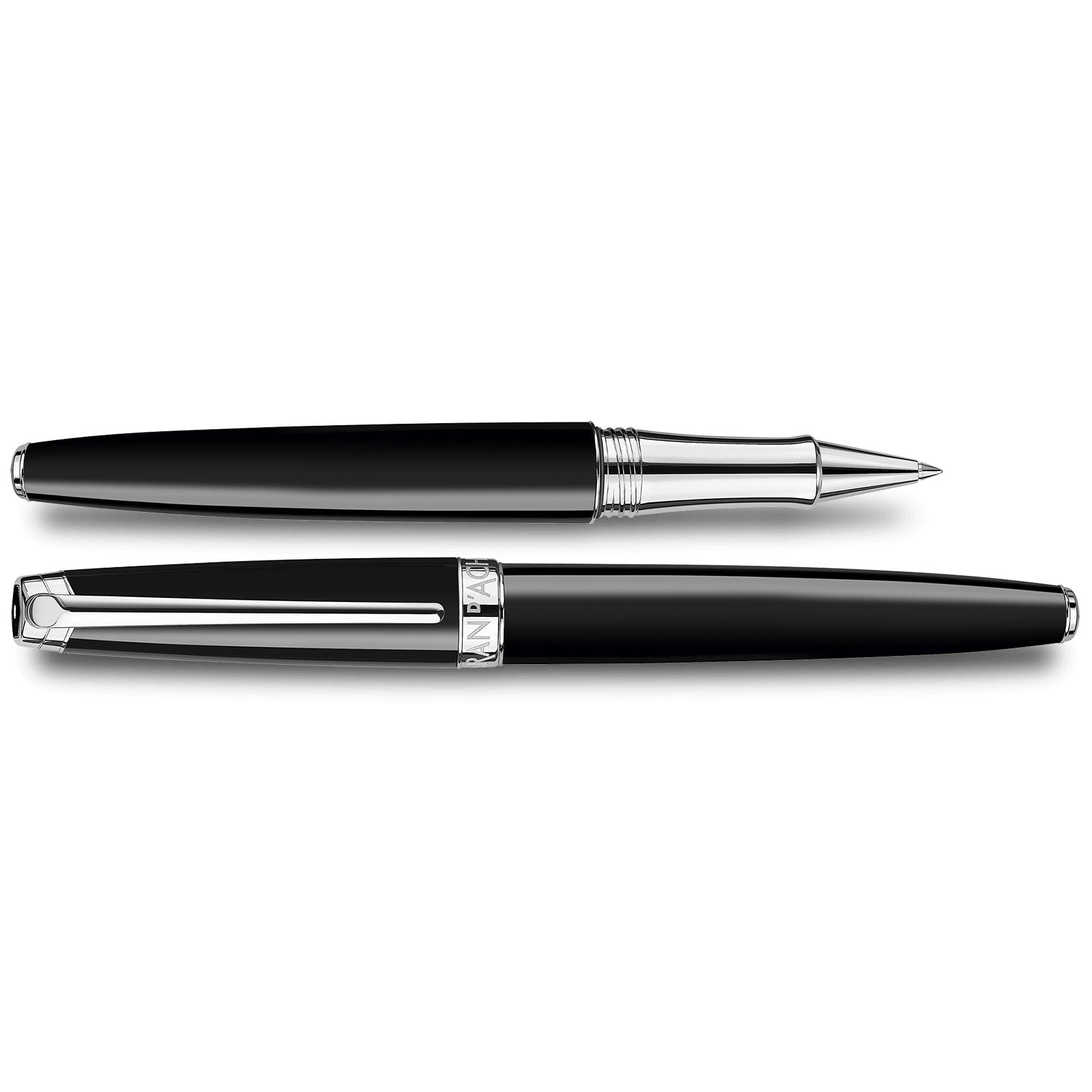 Caran d'Ache Léman Ebony Black Roller Pen, Silver-Plated, Rhodium-Coated — detail view 1