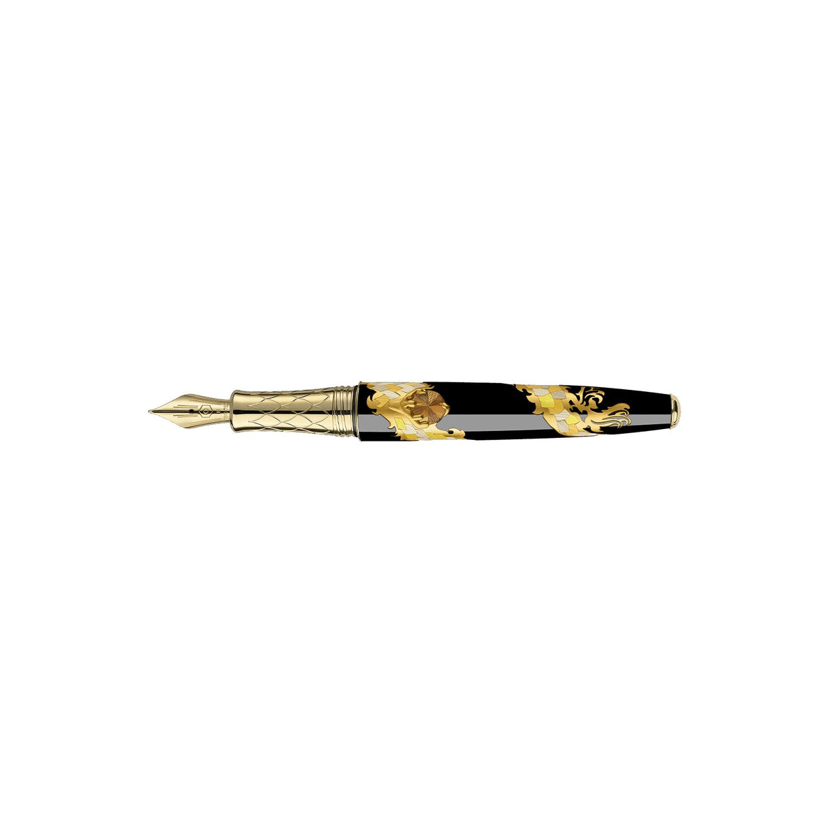 Caran d'Ache Straw Marquetry Dragon Fountain Pen, Limited Edition, detail view 1