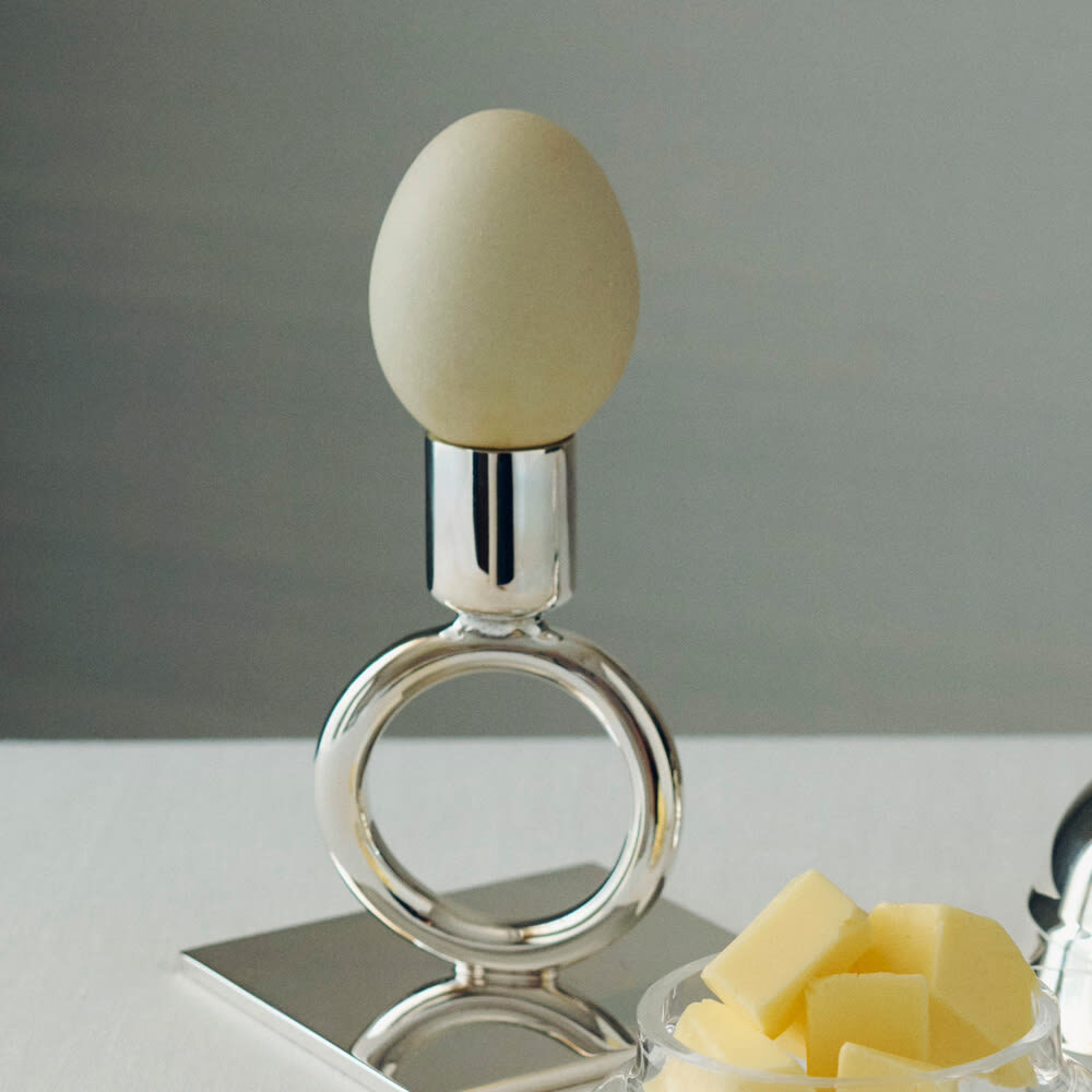 Christofle Vertigo Silver-Plated Single-Ring Candlestick Holder in silver-plate on a white background