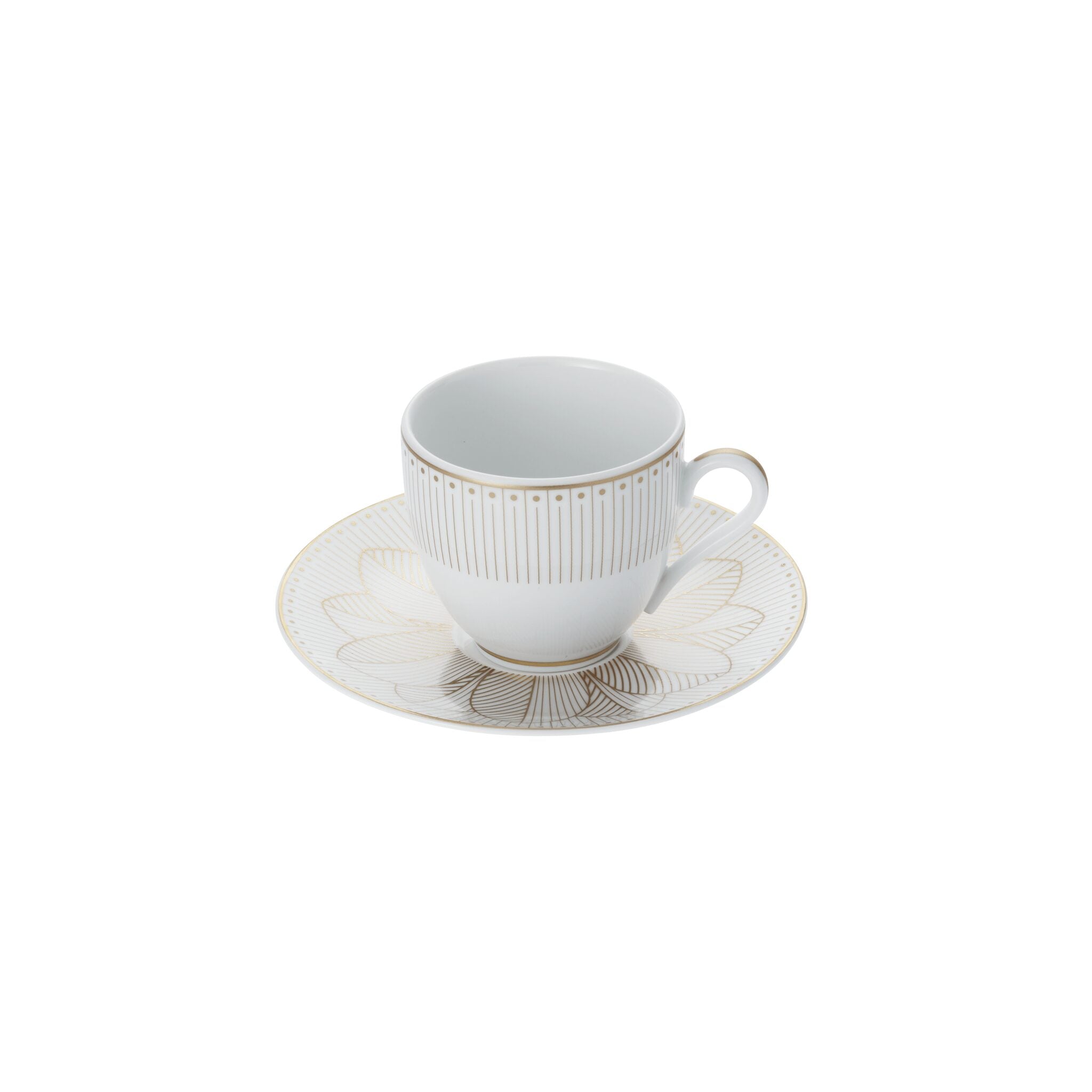 Christofle Malmaison 2 Porcelain Coffee Cup and Saucers Gold Finish — additional view