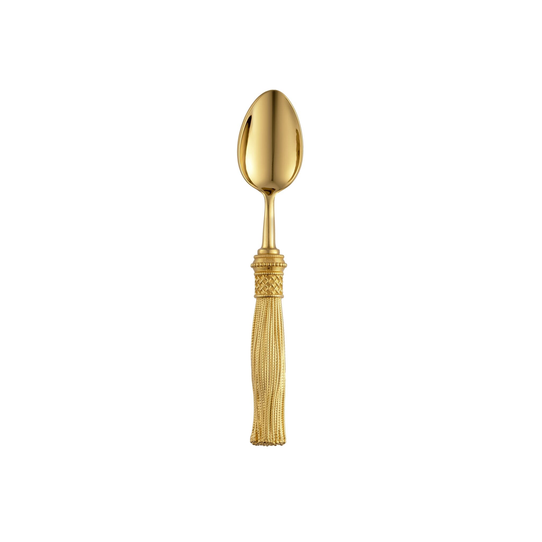 Christofle Pompon Gilded Silver-Plated Coffee Spoon Set in silver-plate on a white background