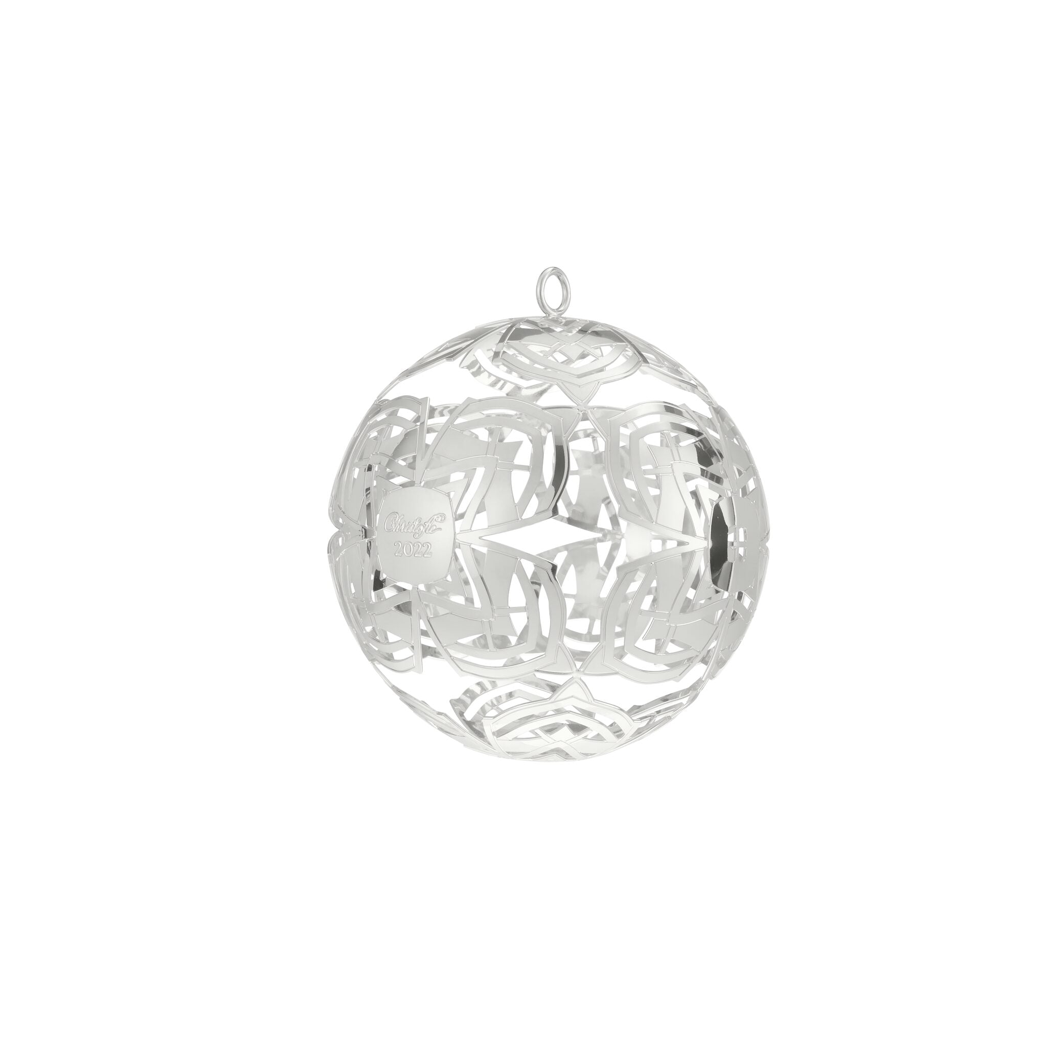 Christofle Silver-Plated Christmas Ornament 2022 Edition in silver-plate on a white background