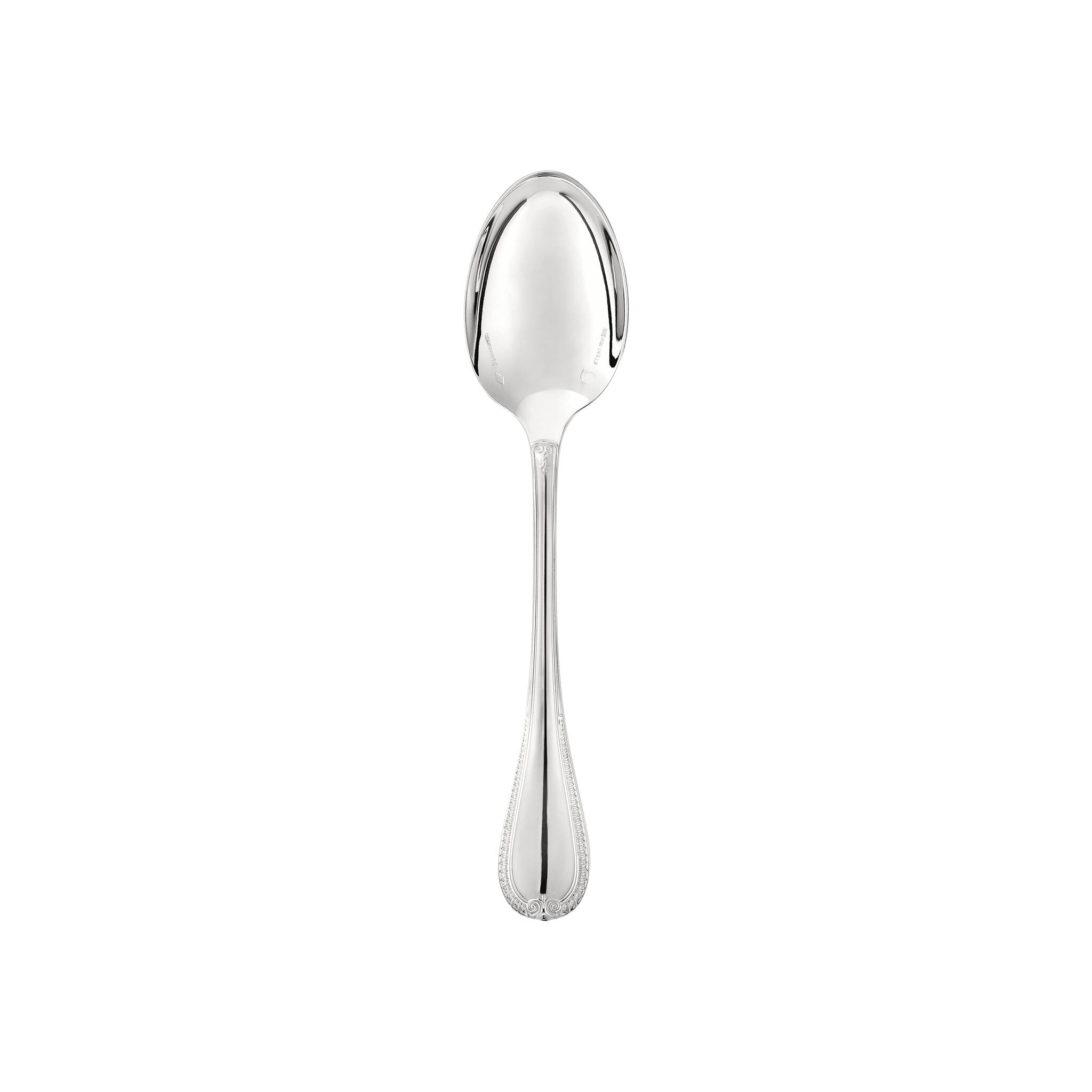 Christofle Malmaison Sterling Silver Coffee Spoon in sterling silver on a white background