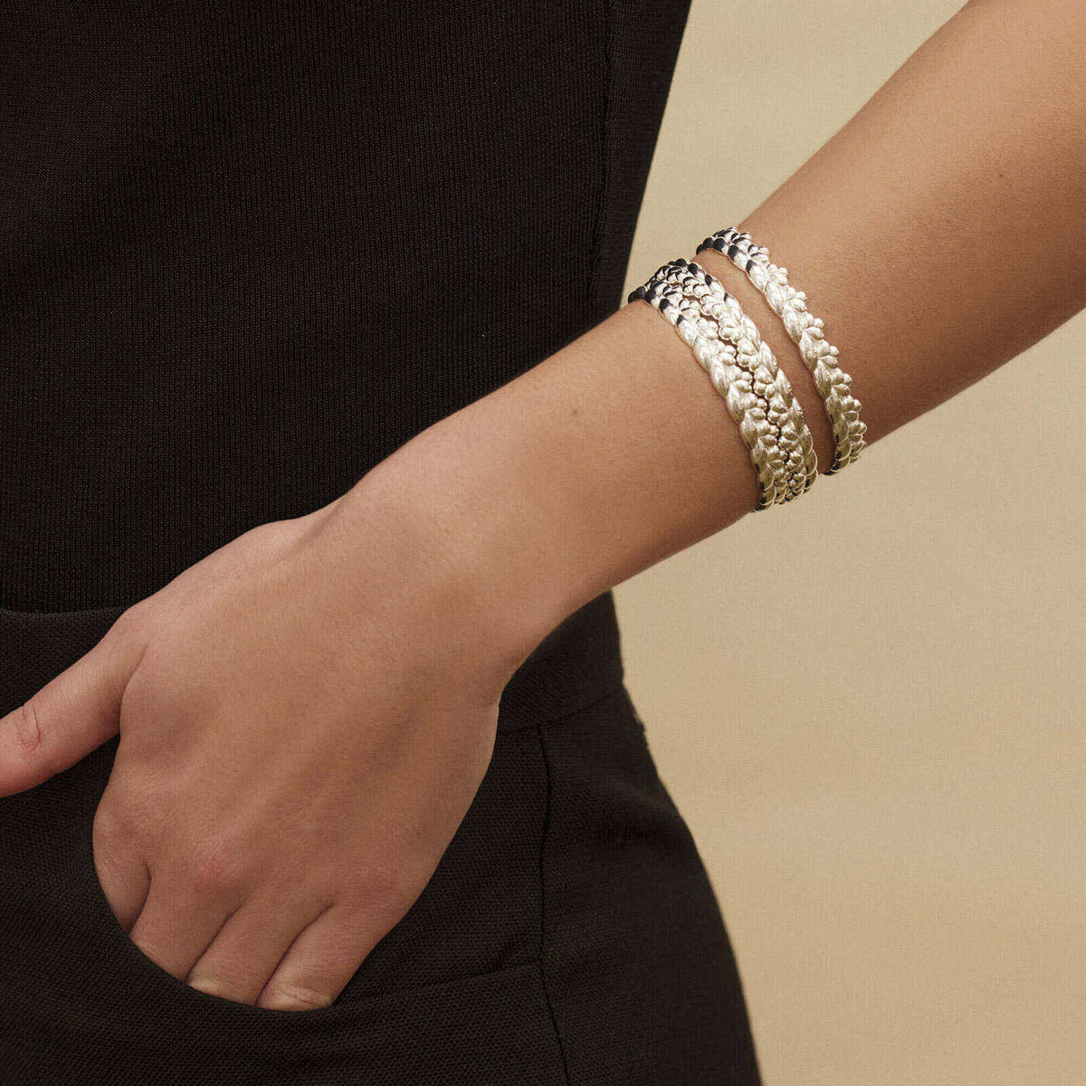 Christofle Babylone Sterling Silver Bangle, view 2