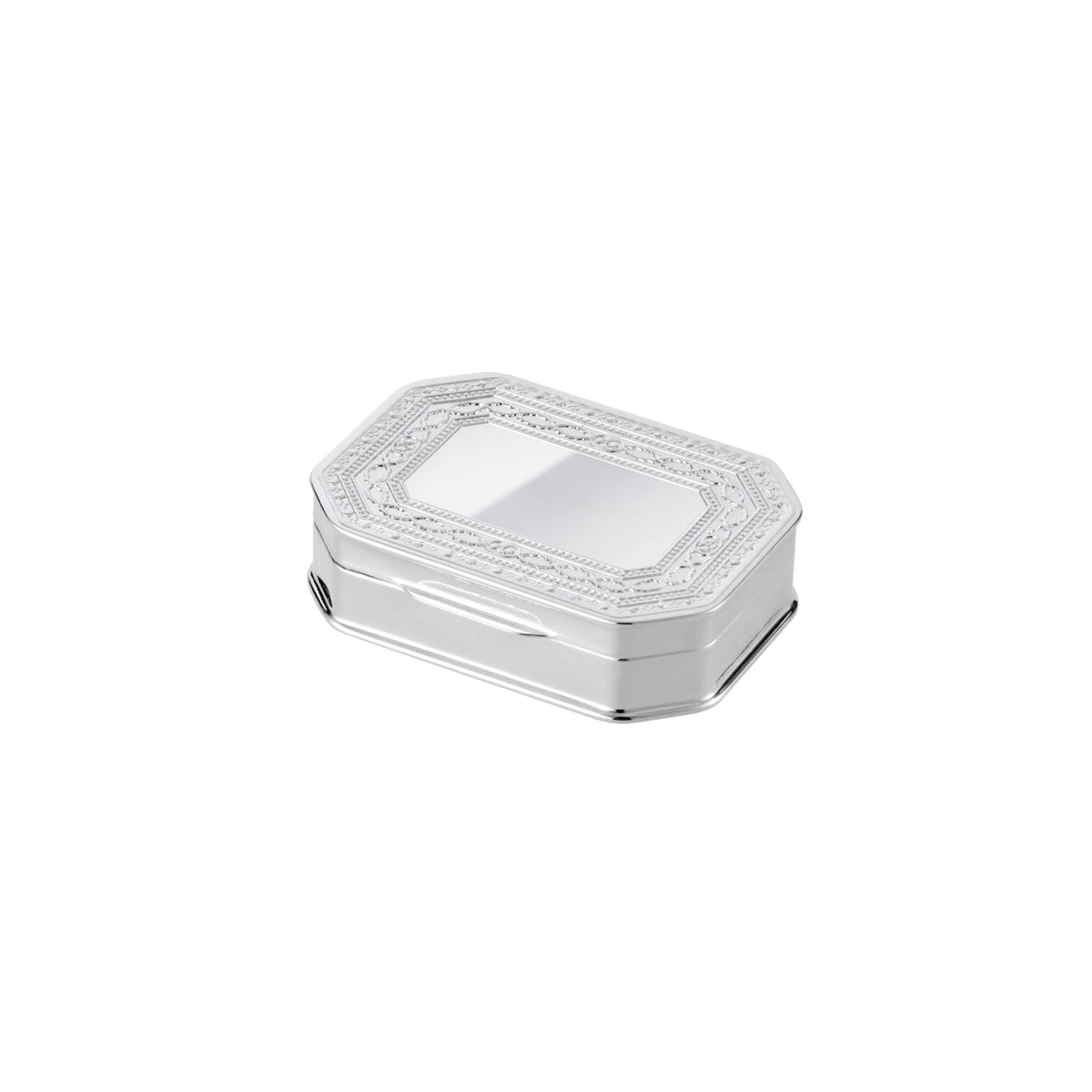 Christofle Bonbonnière Silver-Plated Cut Edges Trinket Box on a white background