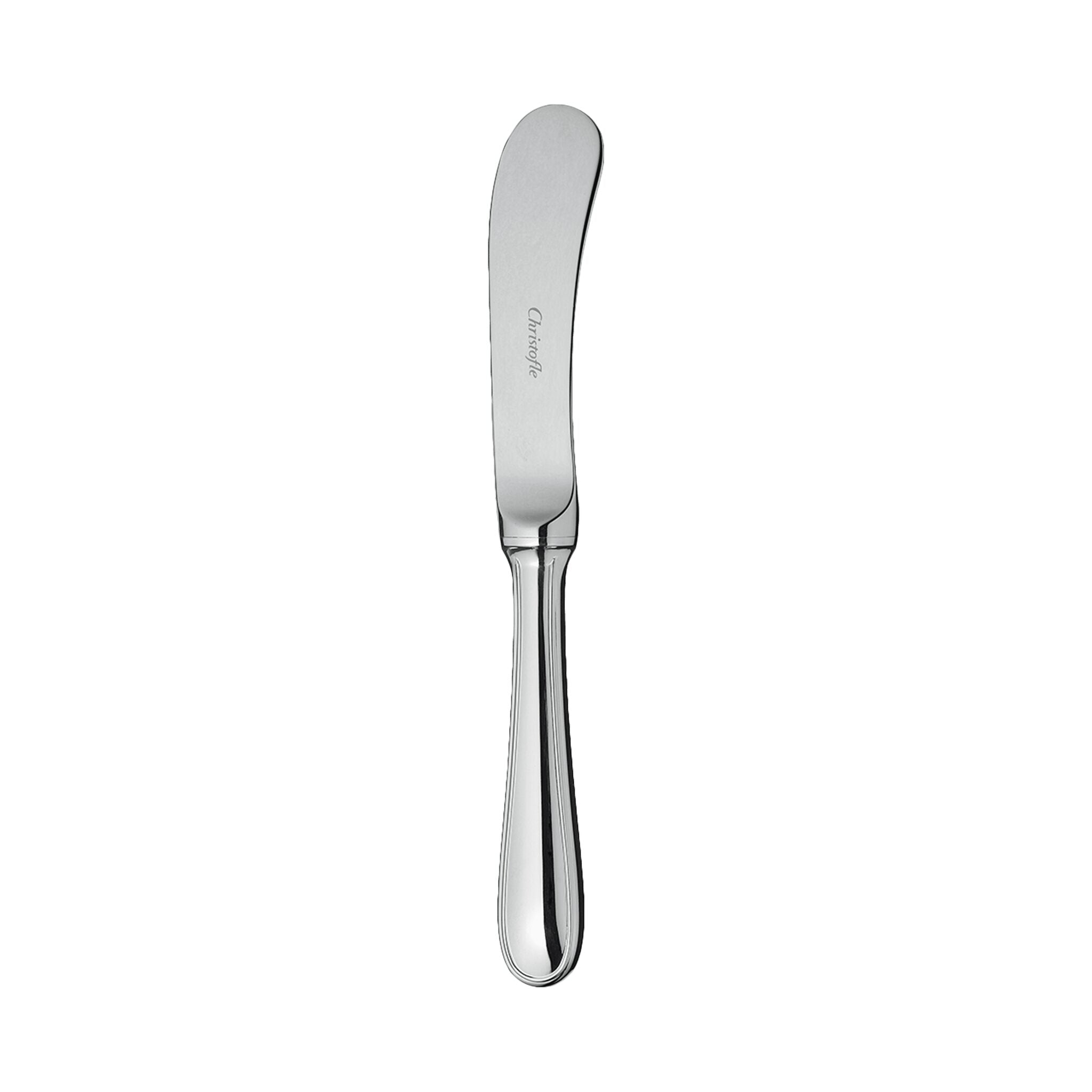 Christofle Albi 2 Stainless Steel Butter Spreader in stainless steel on a white background