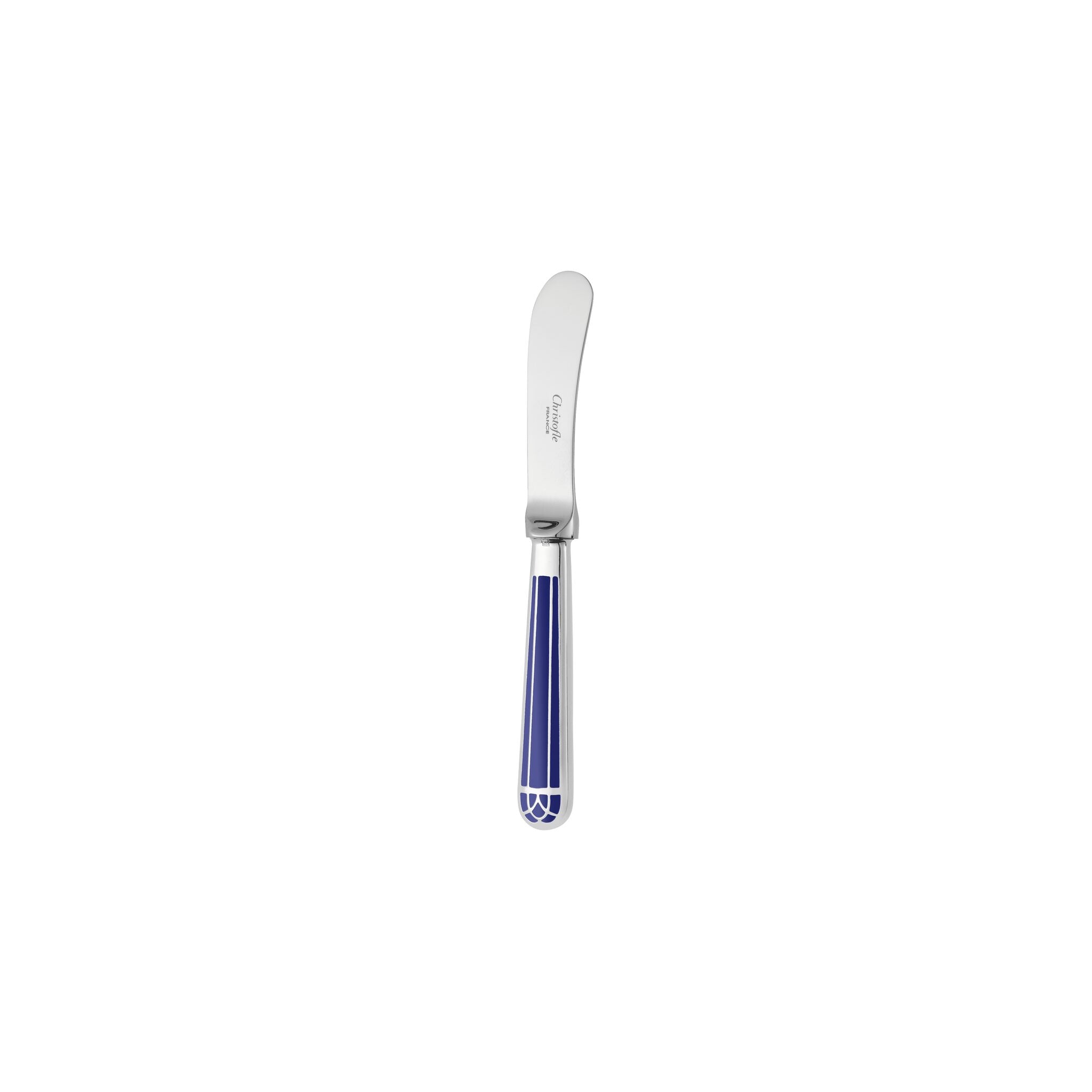 Christofle Silver-Plated Butter Spreader - Marbled Blue in silver-plate on a white background