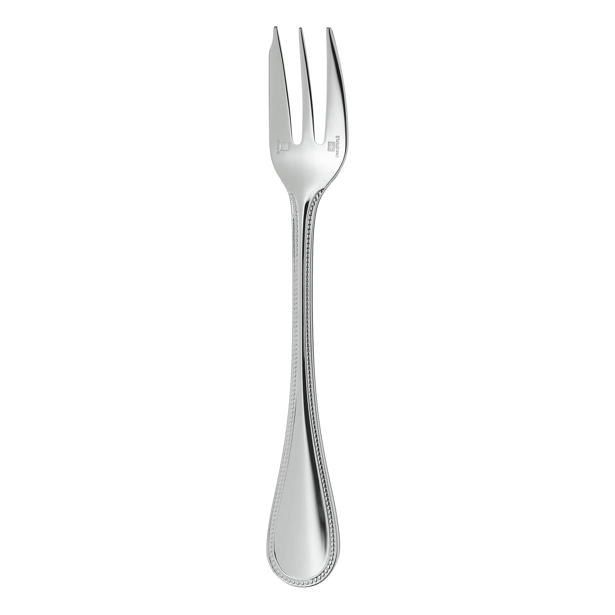 Christofle Perles Silver-Plated Cake Fork in silver-plate on a white background