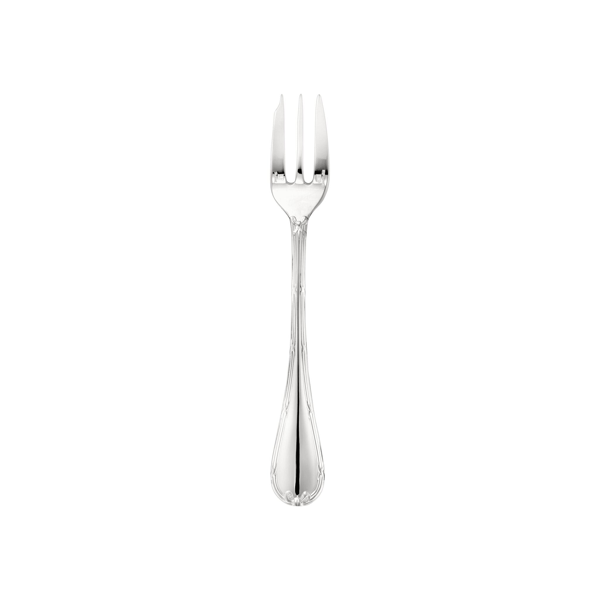Christofle Rubans Silver-Plated Cake Fork in silver-plate on a white background