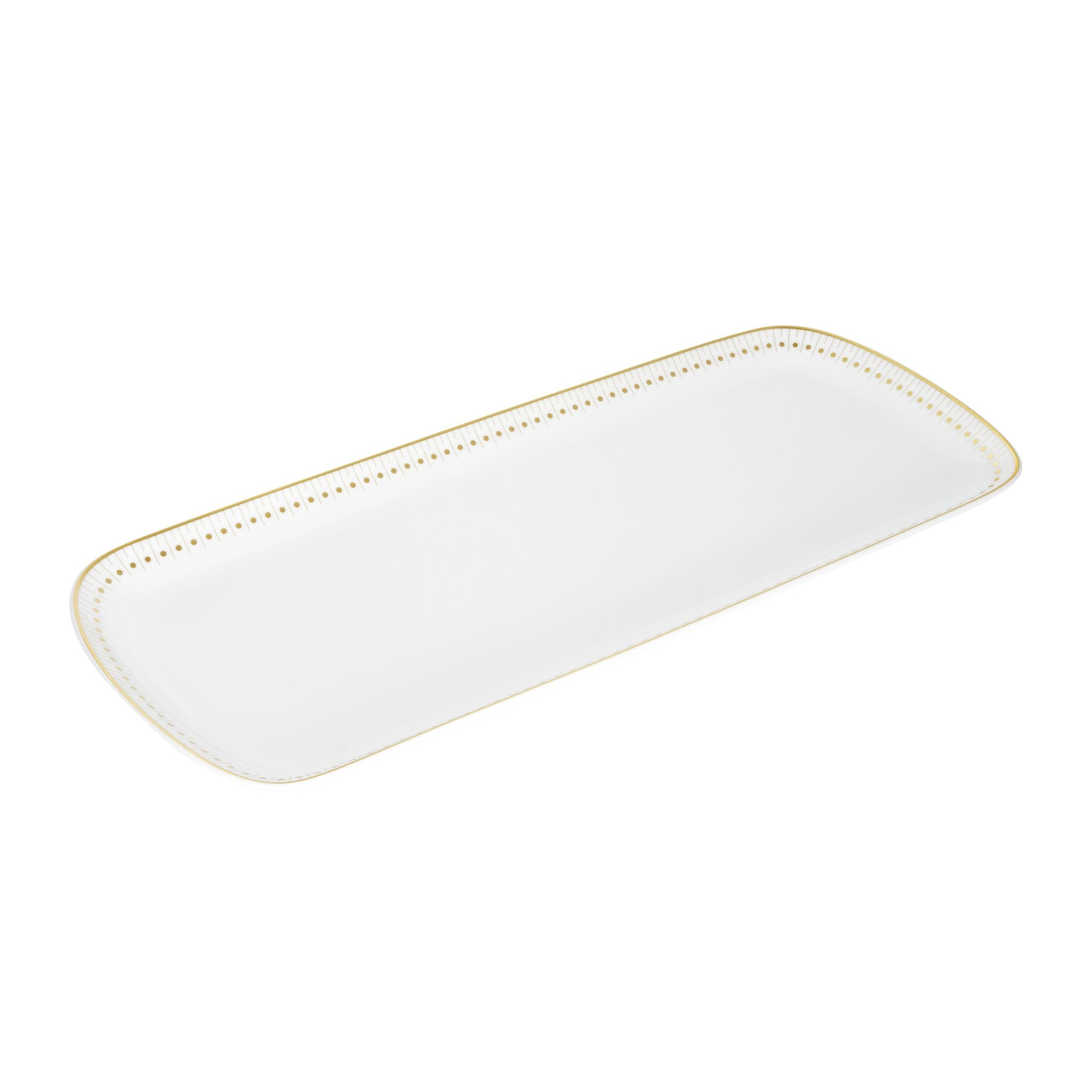 Christofle Malmaison Gold Finish Porcelain Cake Platter - 15 X 6 in in porcelain on a white background