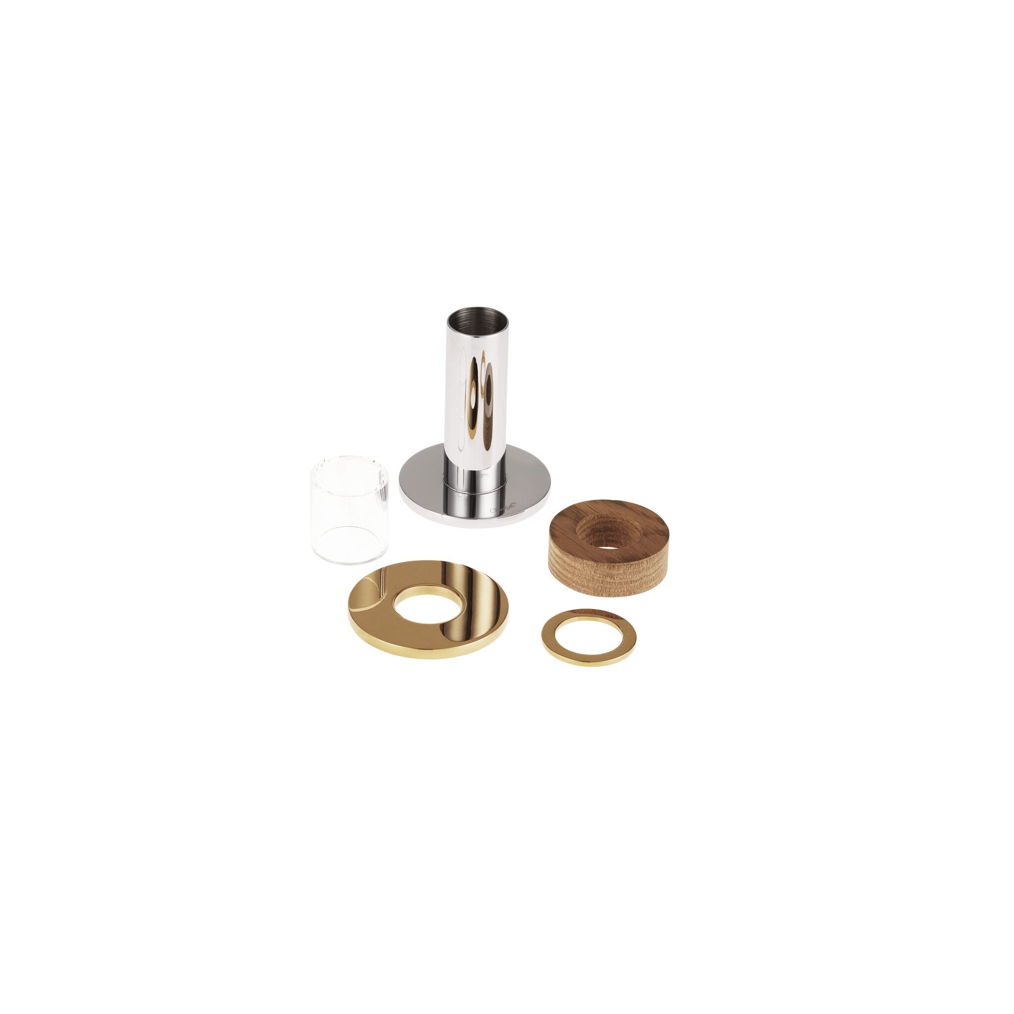 Christofle Small Stainless Steel Candle Holder in stainless steel on a white background