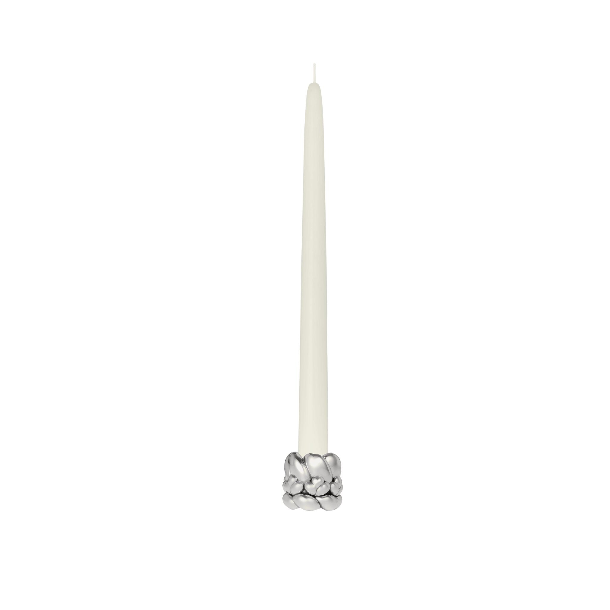 Christofle Babylone Silver-Plated Candle Holder + Odorless Candlestick in sterling silver on a white background