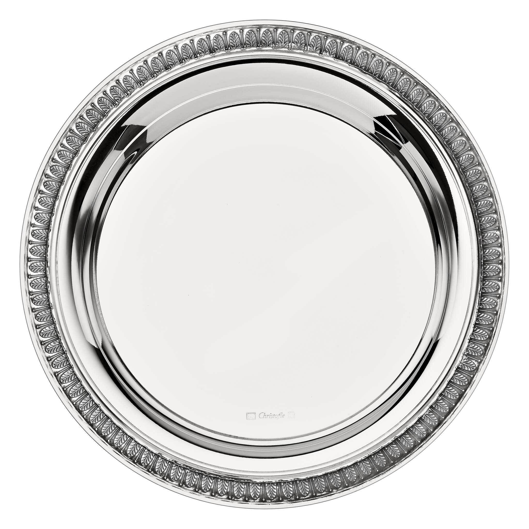 Christofle Malmaison Silver-Plated Bottle/Carafe Coaster in silver-plate on a white background