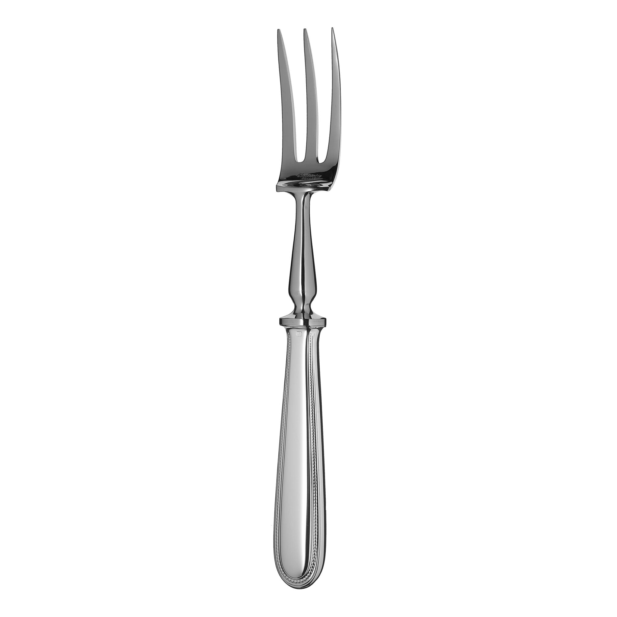 Christofle Perles Silver-Plated Carving Fork in silver-plate on a white background