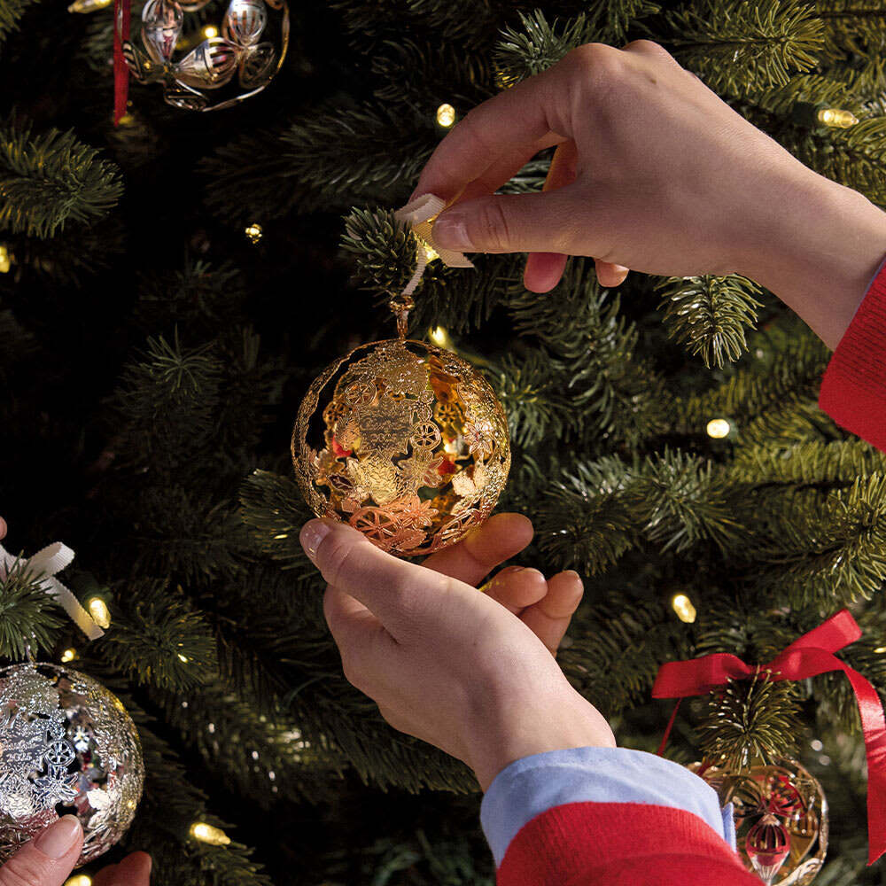 Christofle Silver-Plated Christmas Ornament 2025 Edition - Gold in silver-plate on a white background