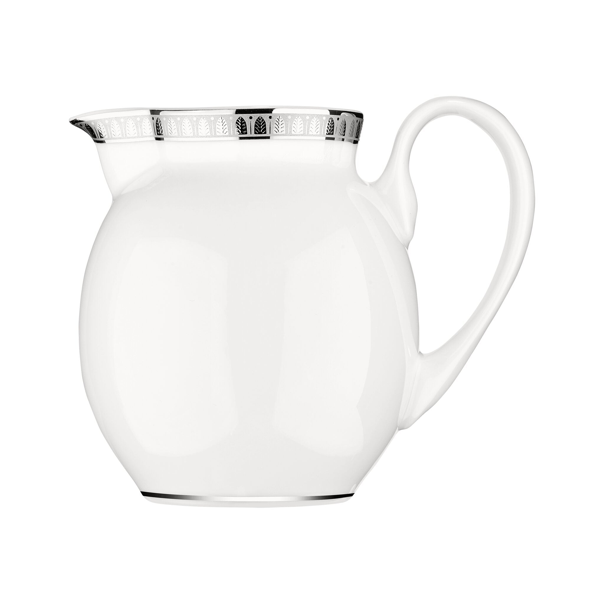 Christofle Malmaison Porcelain Creamer Jug Platinum Finish in porcelain on a white background