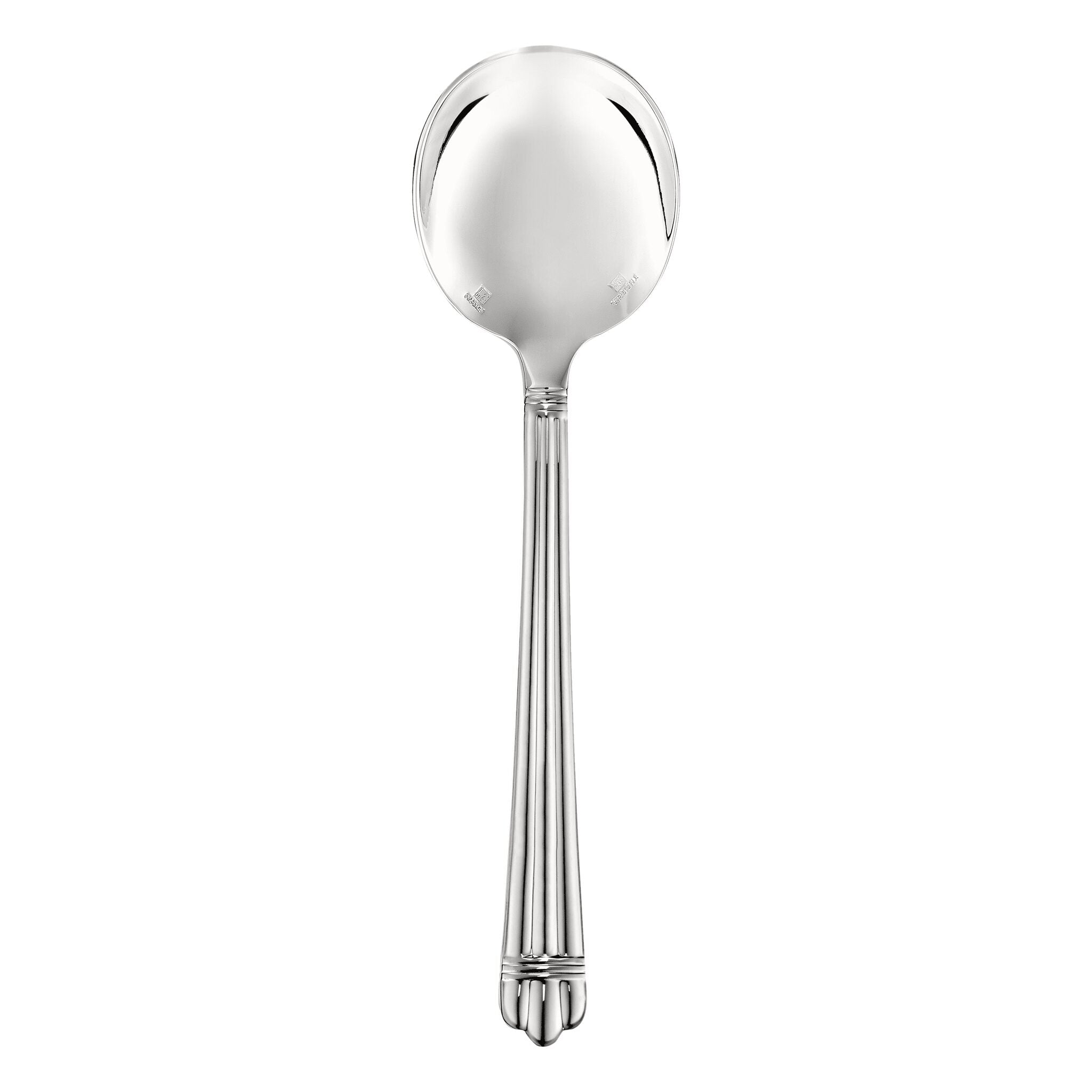 Christofle Aria Silver-Plated Cream Soup Spoon in silver-plate on a white background