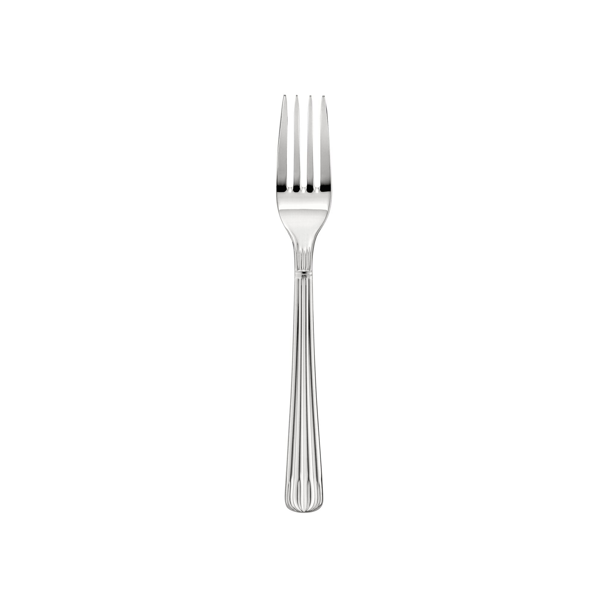 Christofle Osiris Stainless Steel Dessert Fork in stainless steel on a white background
