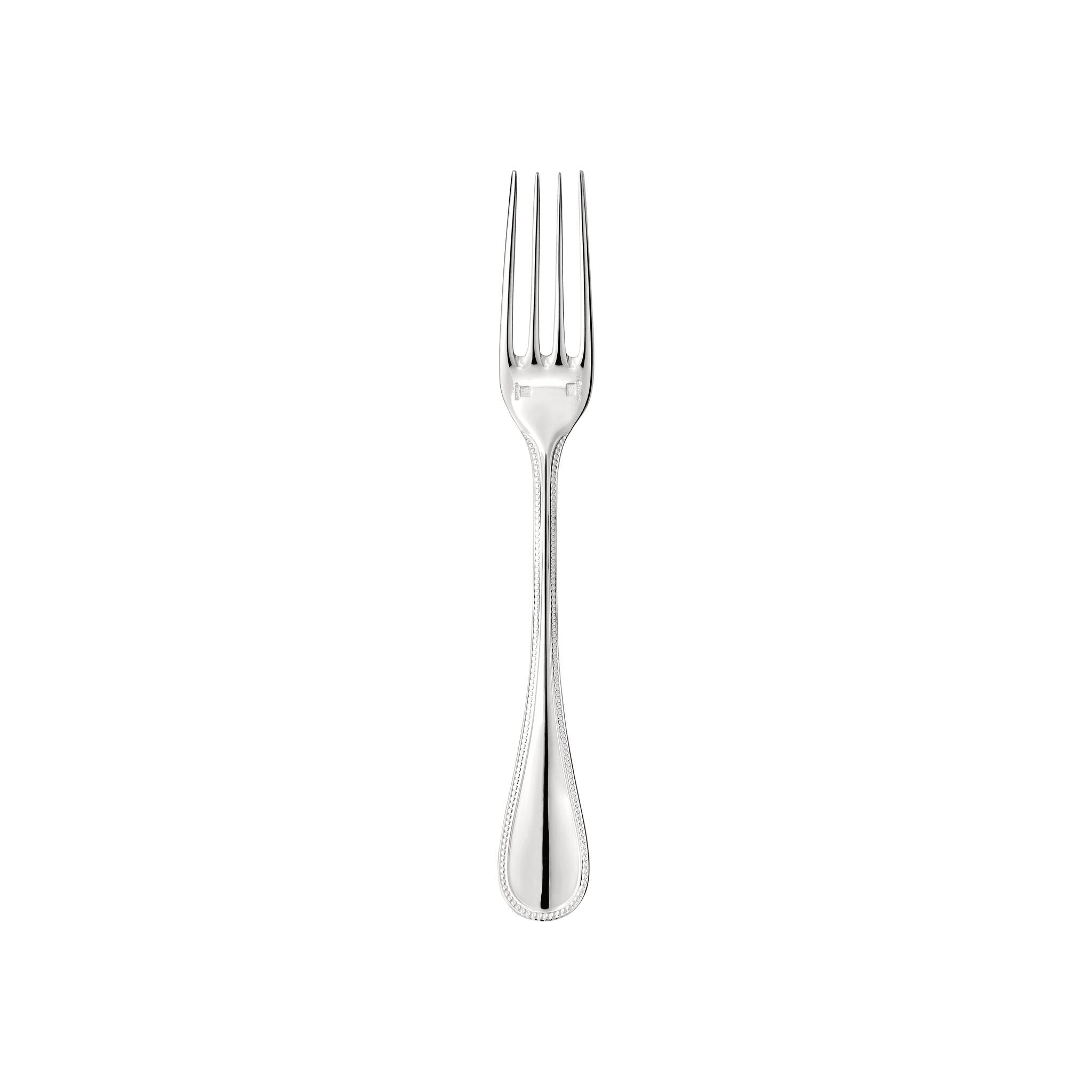 Christofle Perles Silver-Plated Dessert Fork in silver-plate on a white background