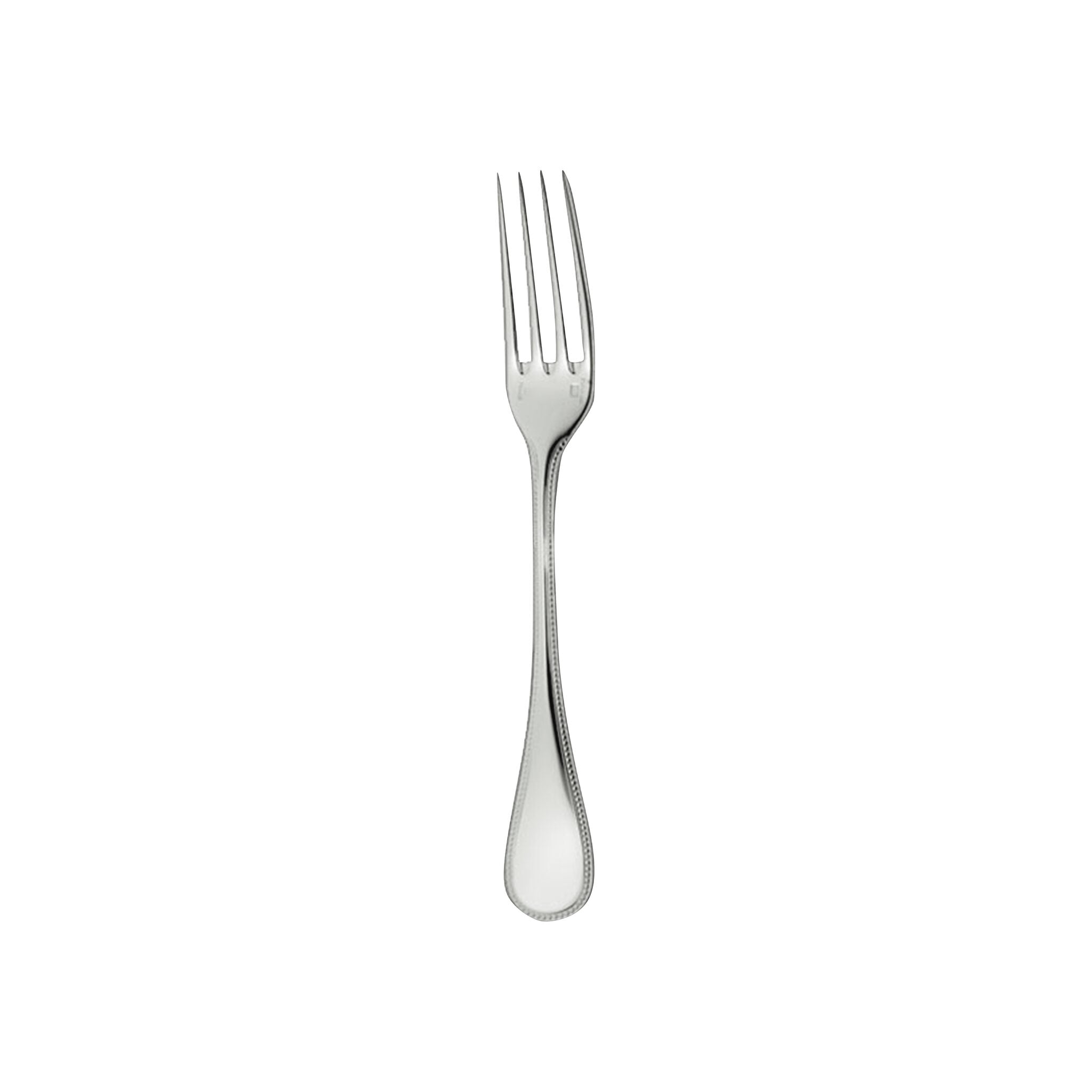 Christofle Perles Sterling Silver Dessert Fork in sterling silver on a white background