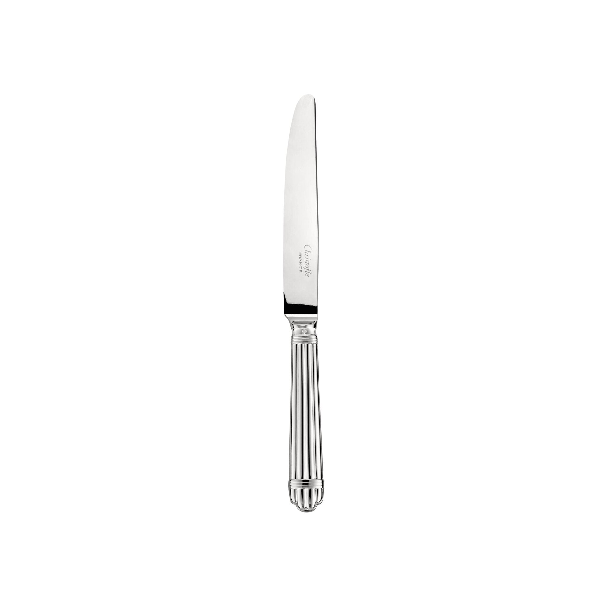 Christofle Aria Silver-Plated Dessert Knife in silver-plate on a white background