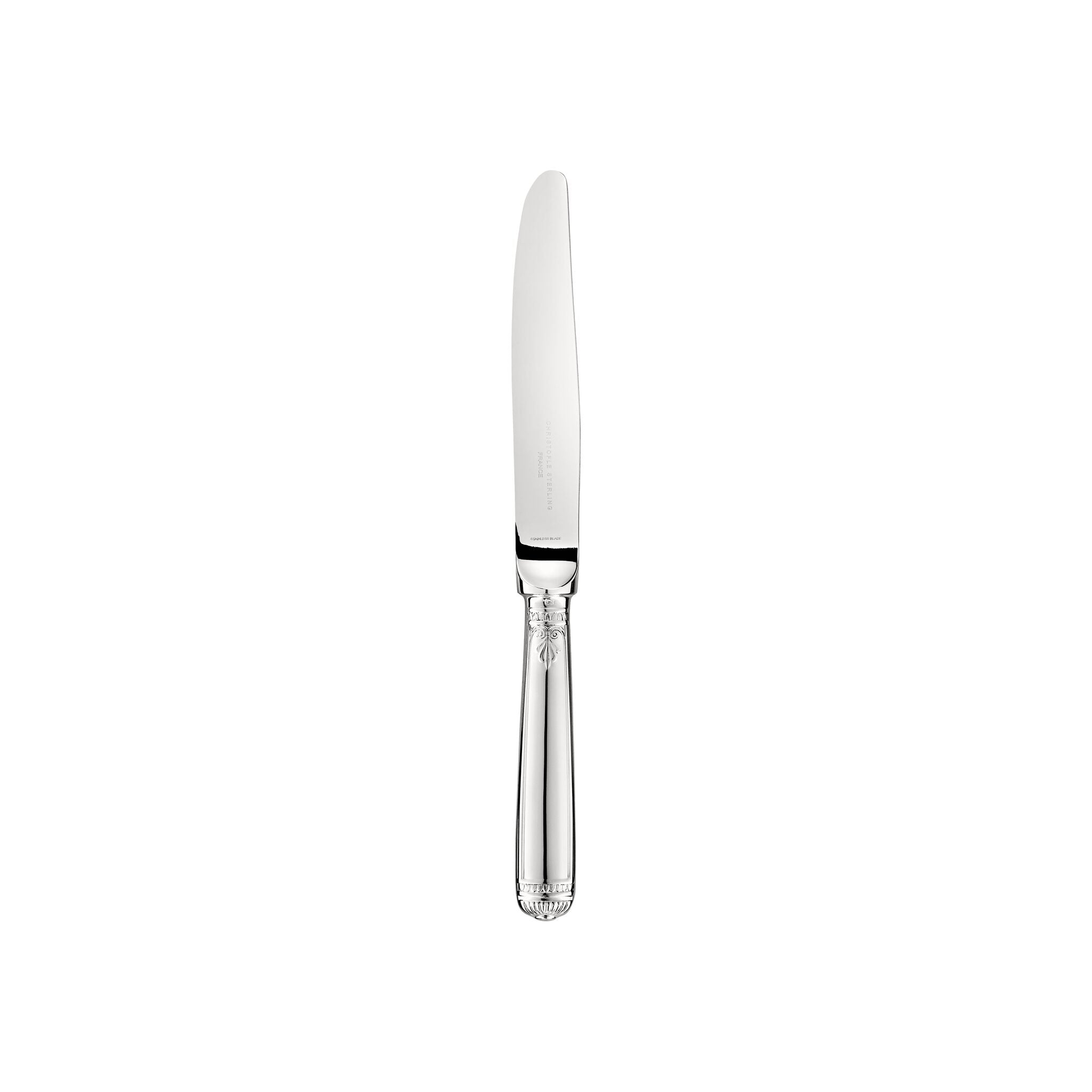 Christofle Malmaison Sterling Silver Dessert Knife in sterling silver on a white background