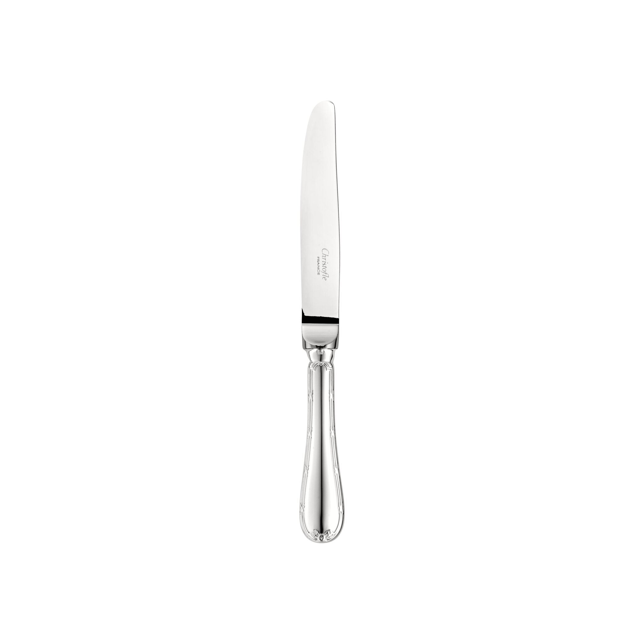 Christofle Rubans Silver-Plated Dessert Knife in silver-plate on a white background